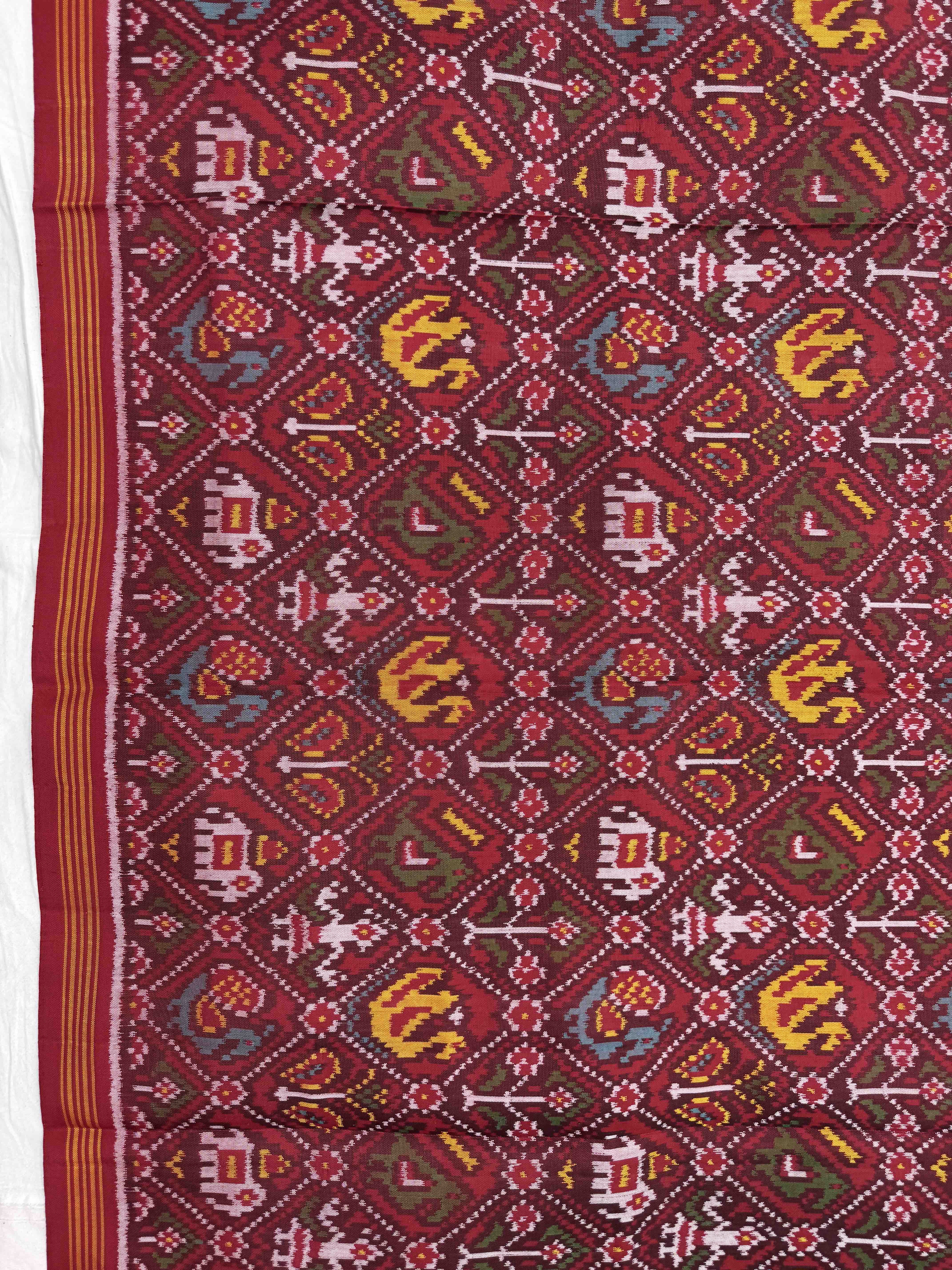 Red Narikunj Semi Double Ikat Patola Dupatta