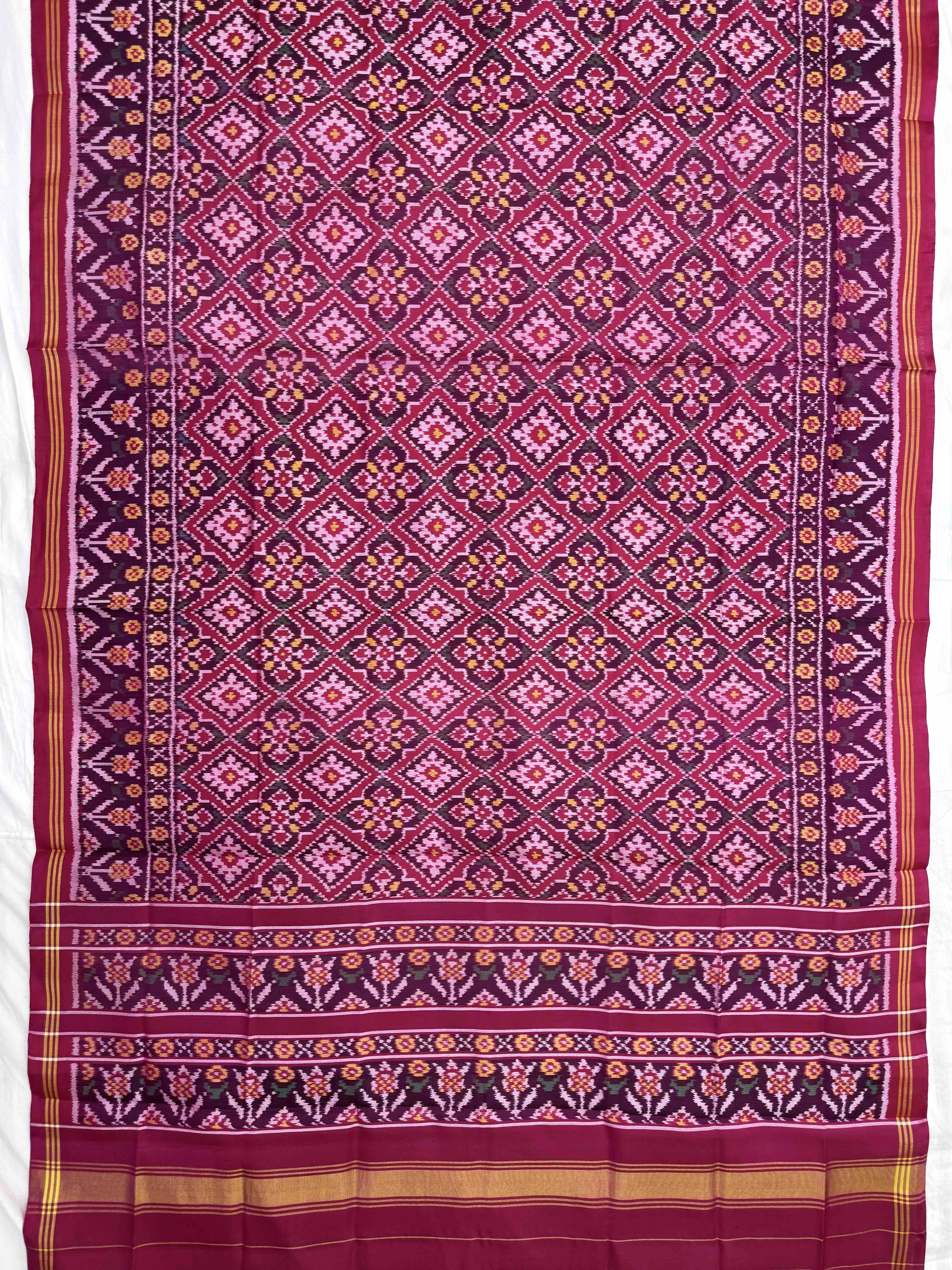 Pink Panchanda Semi Double Ikat Patola Dupatta