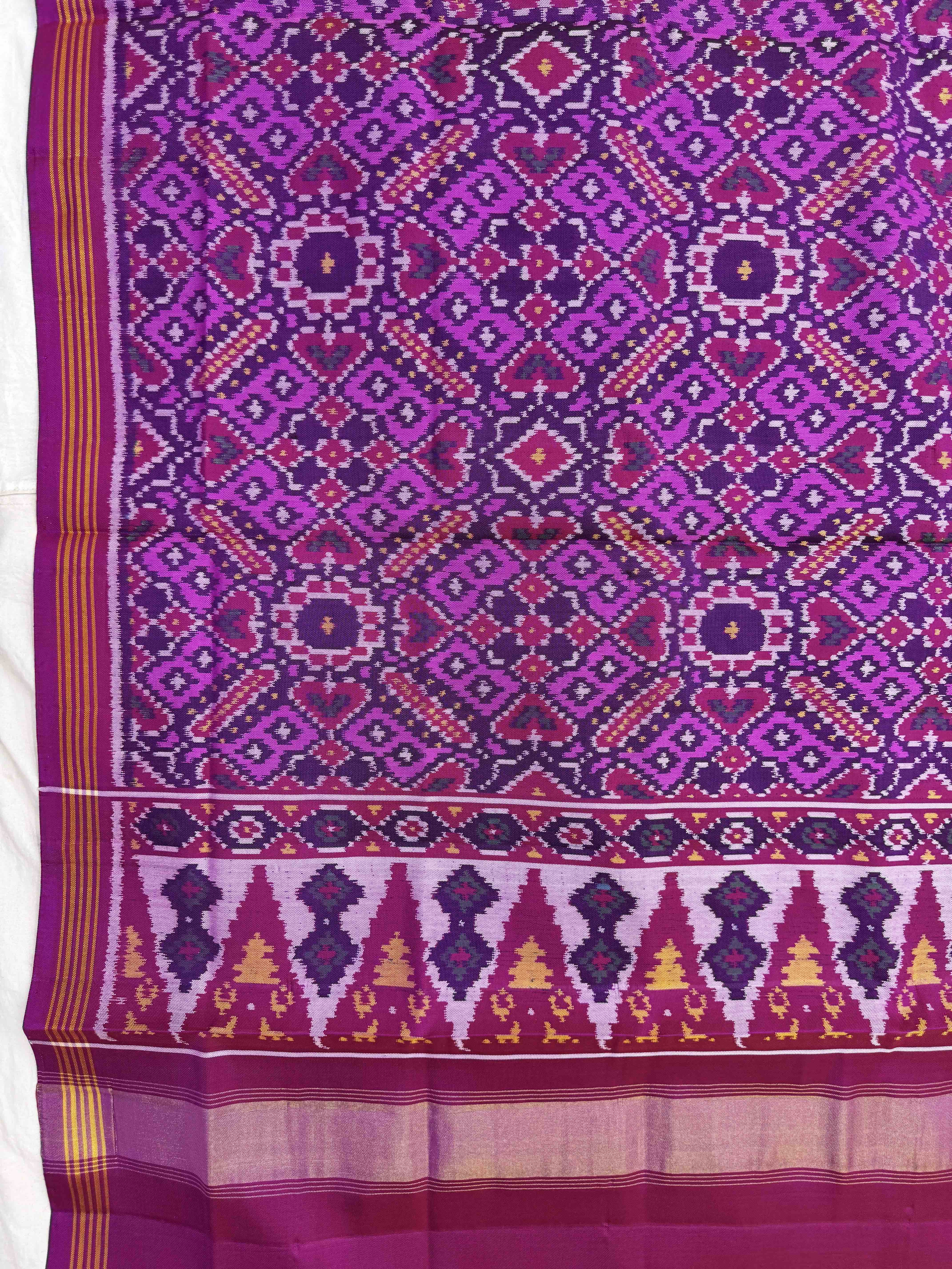 Pink & Purple Manekchowk Semi Double Ikat Patola Dupatta