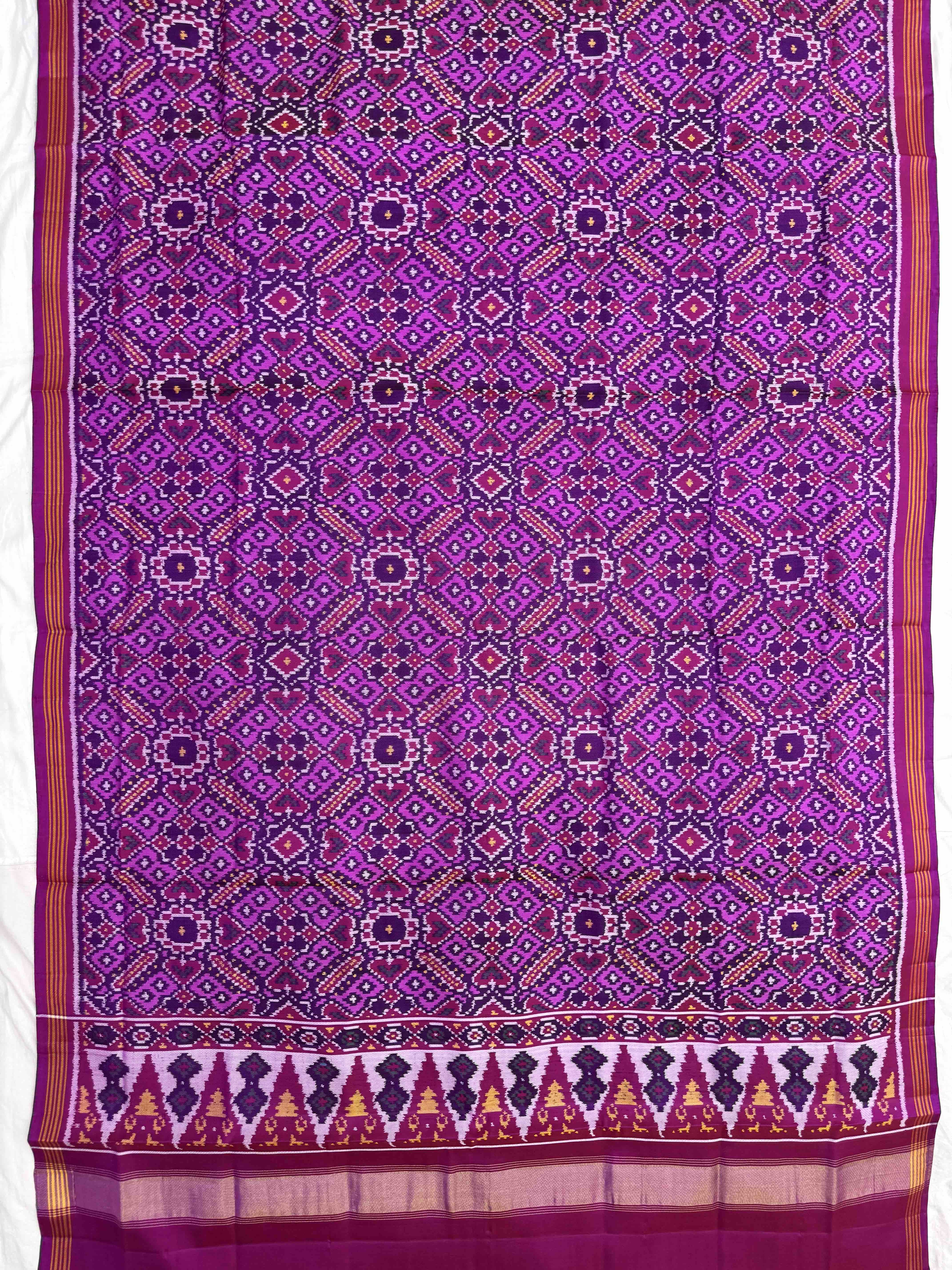 Pink & Purple Manekchowk Semi Double Ikat Patola Dupatta