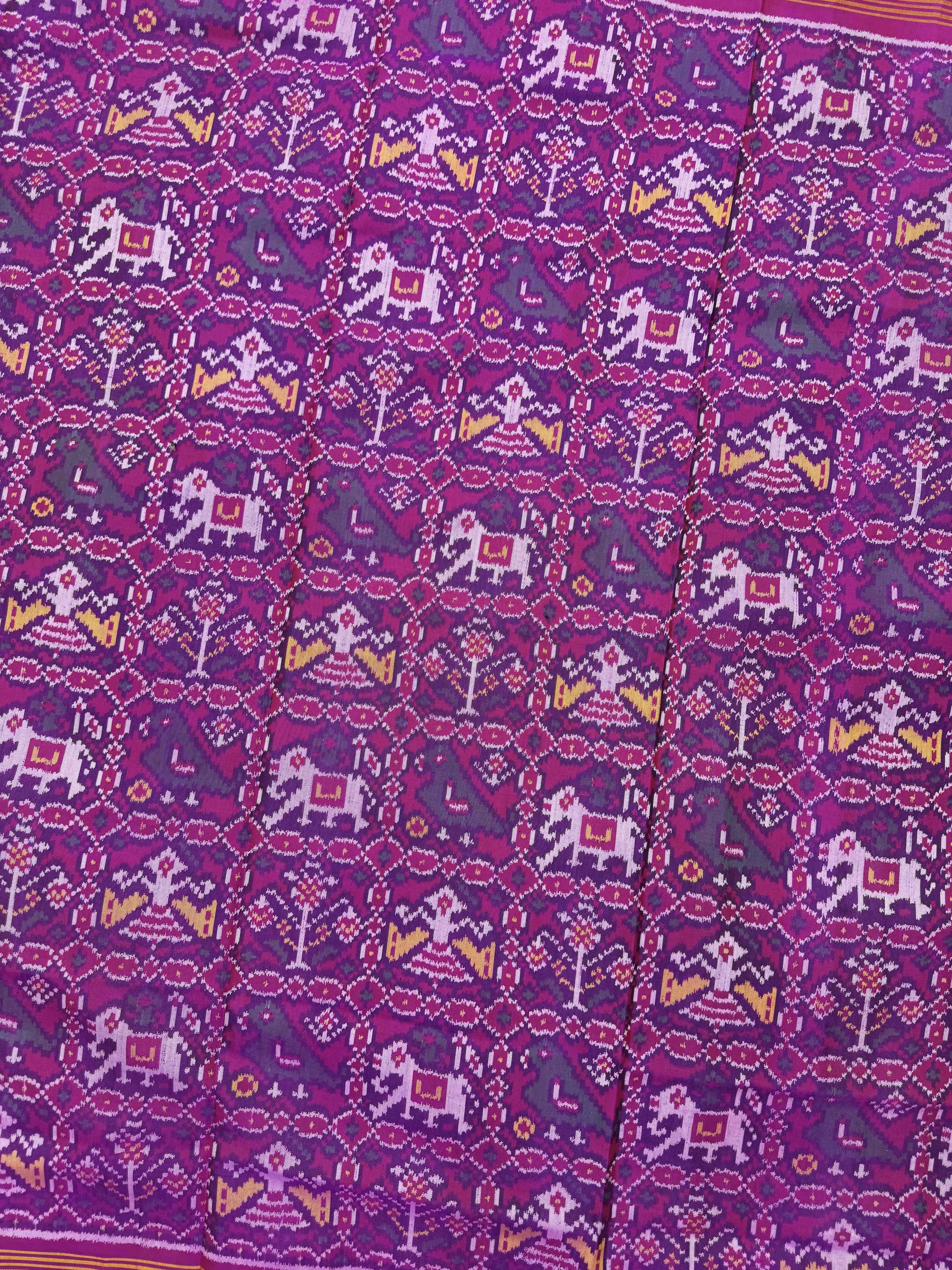 Pink & Purple Narikunj Semi Double Ikat Patola Dupatta