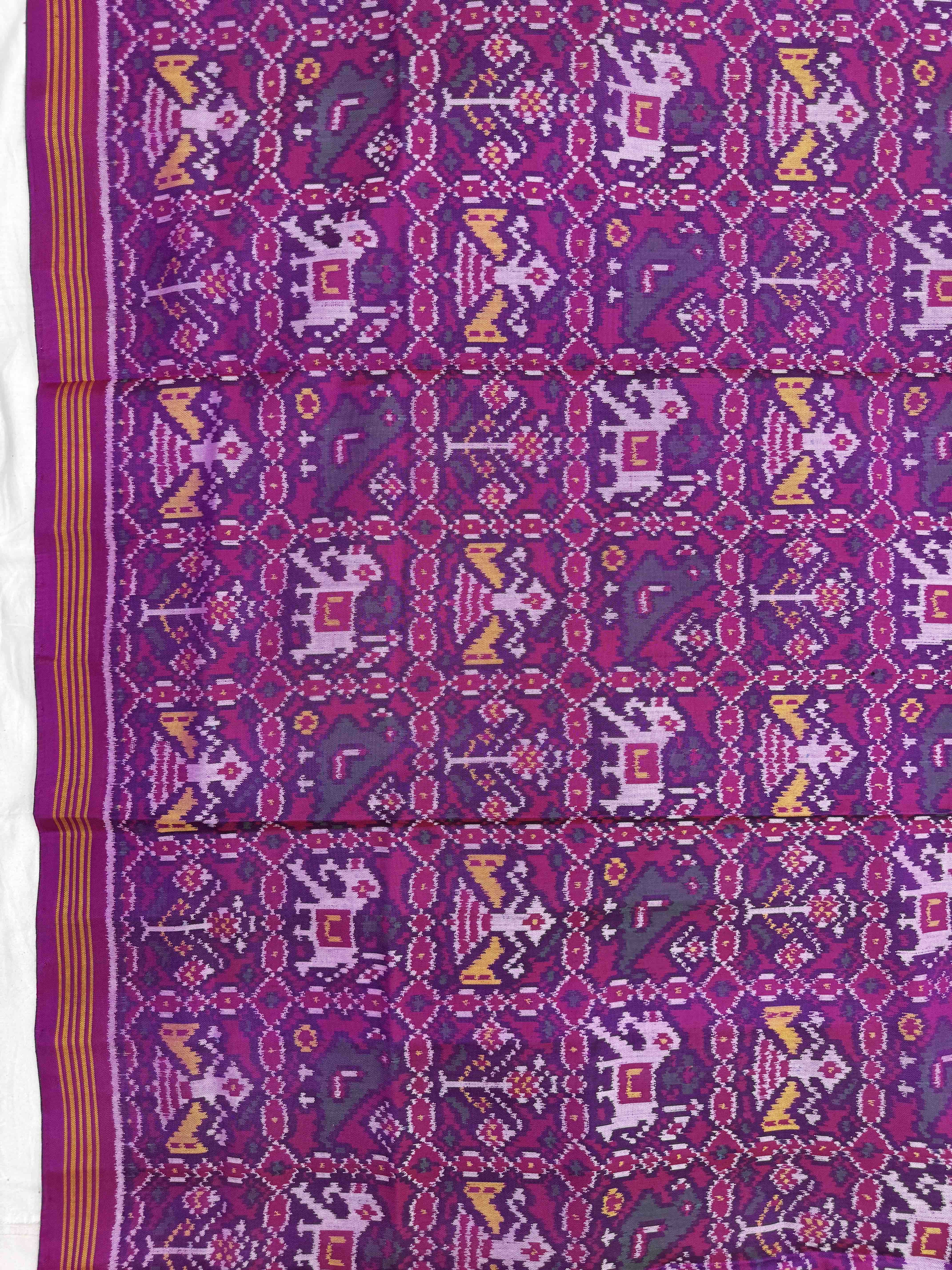 Pink & Purple Narikunj Semi Double Ikat Patola Dupatta