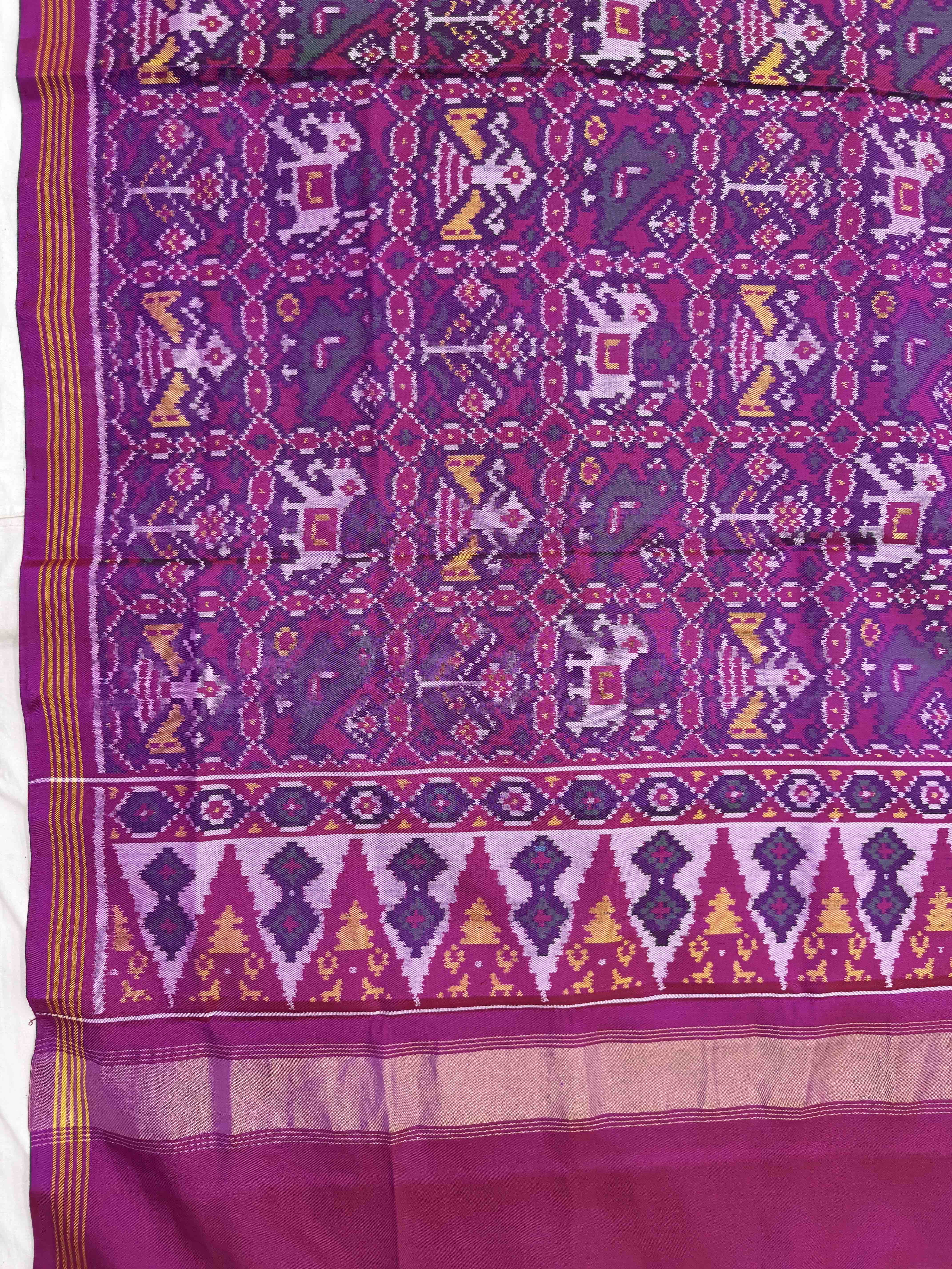 Pink & Purple Narikunj Semi Double Ikat Patola Dupatta