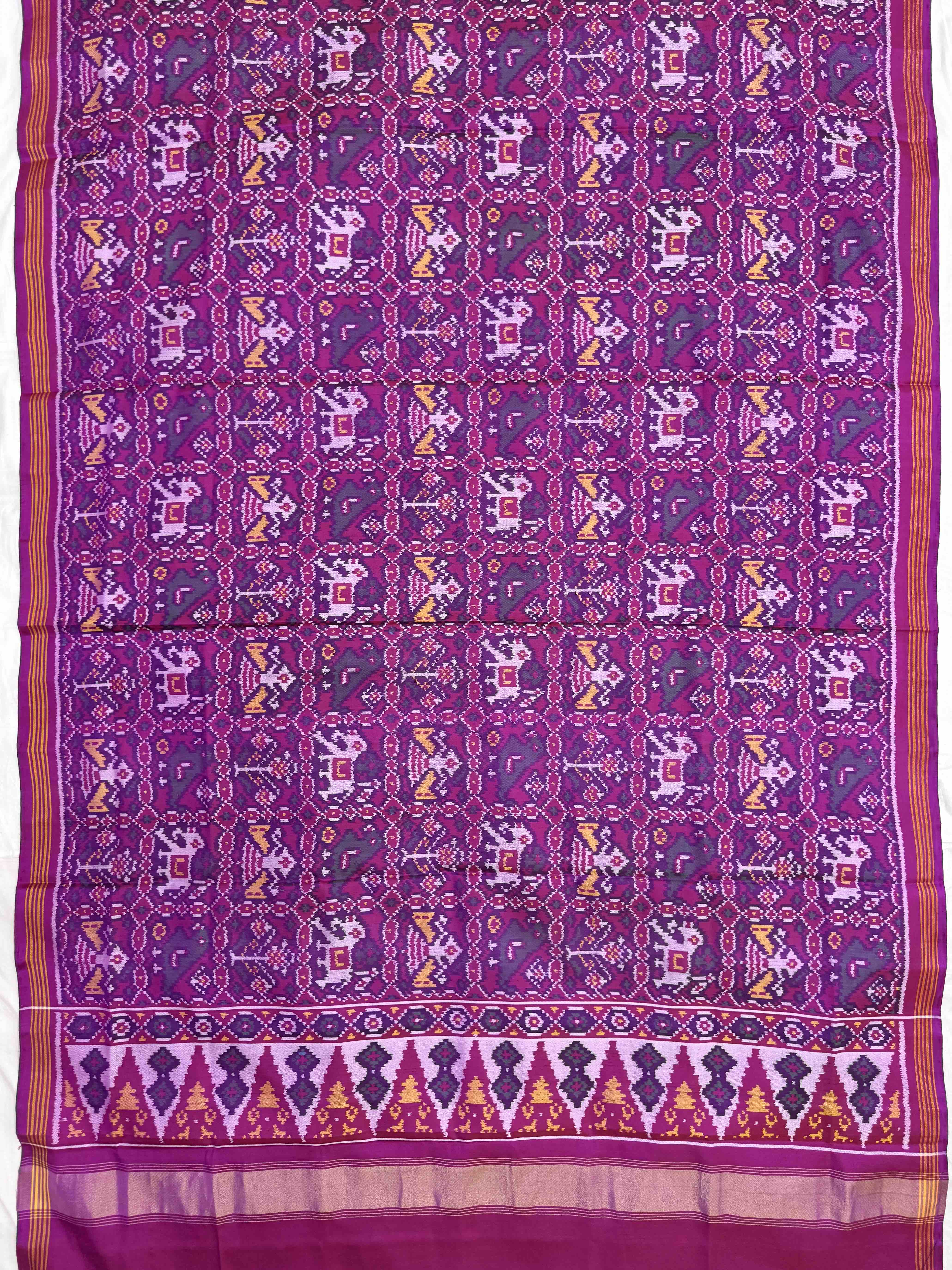 Pink & Purple Narikunj Semi Double Ikat Patola Dupatta