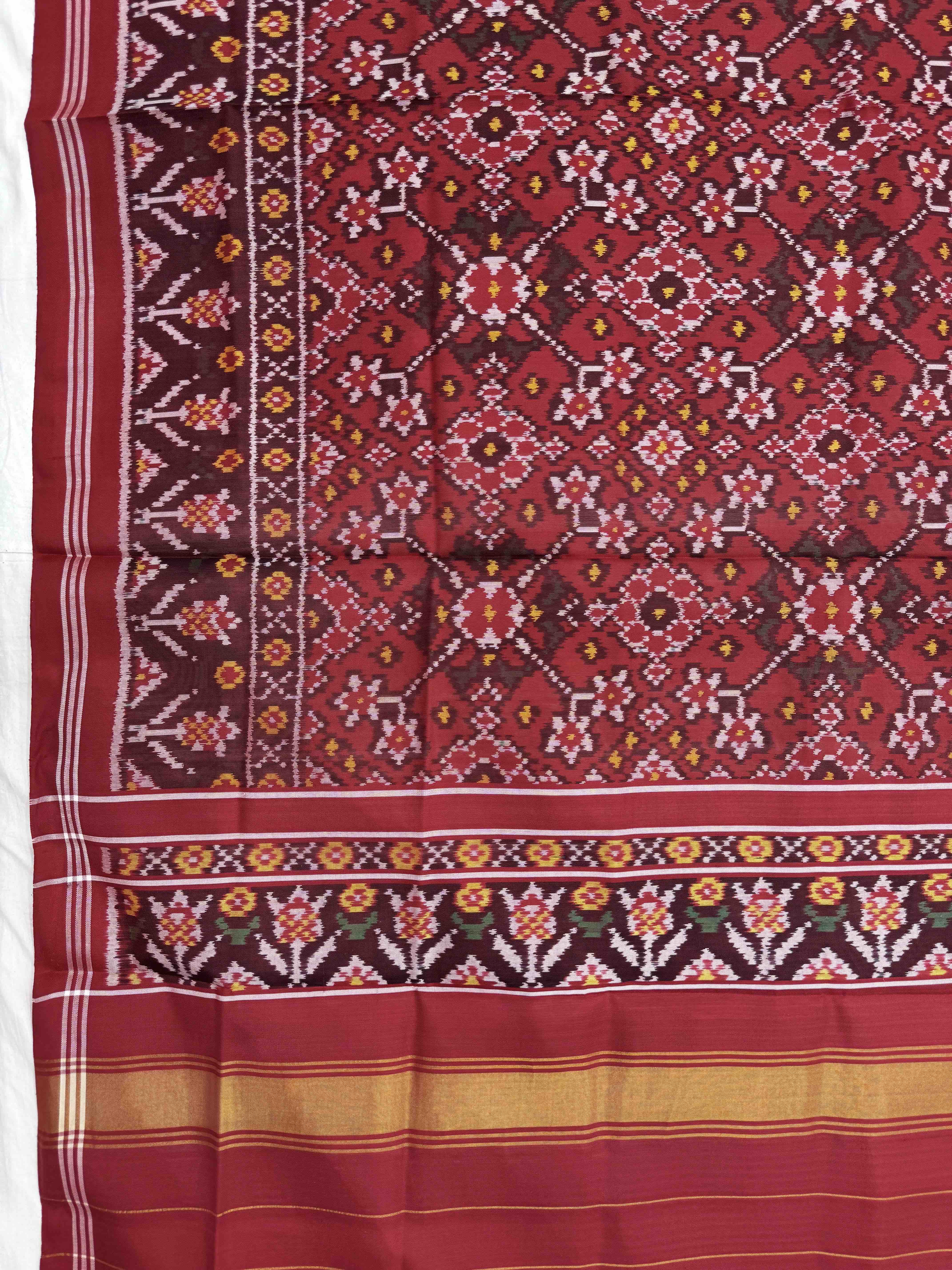 Red Navratan Semi Double Ikat Patola Dupatta