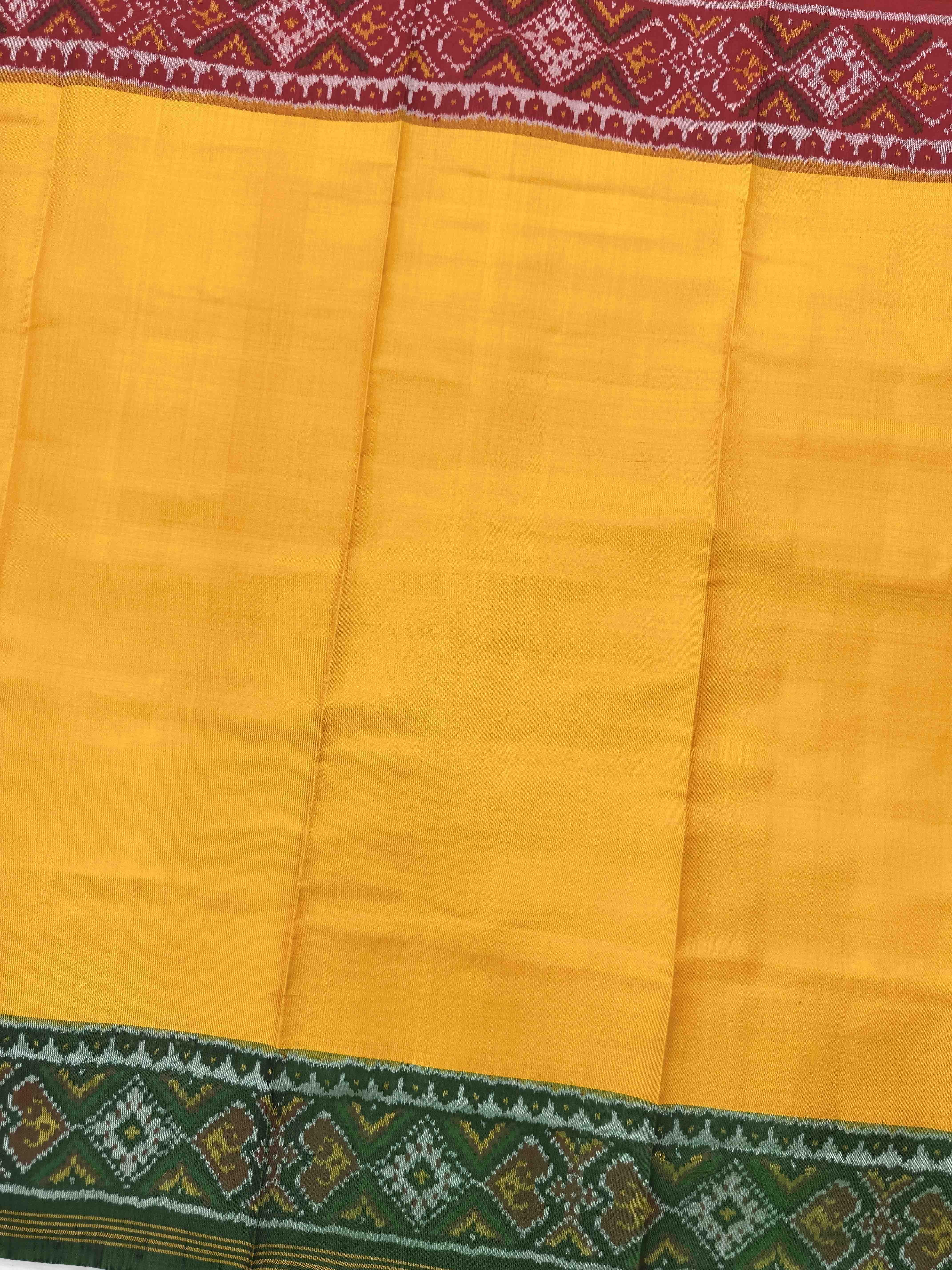 Yellow Plain Ganga Jamuna Semi Double Ikat Patola Dupatta