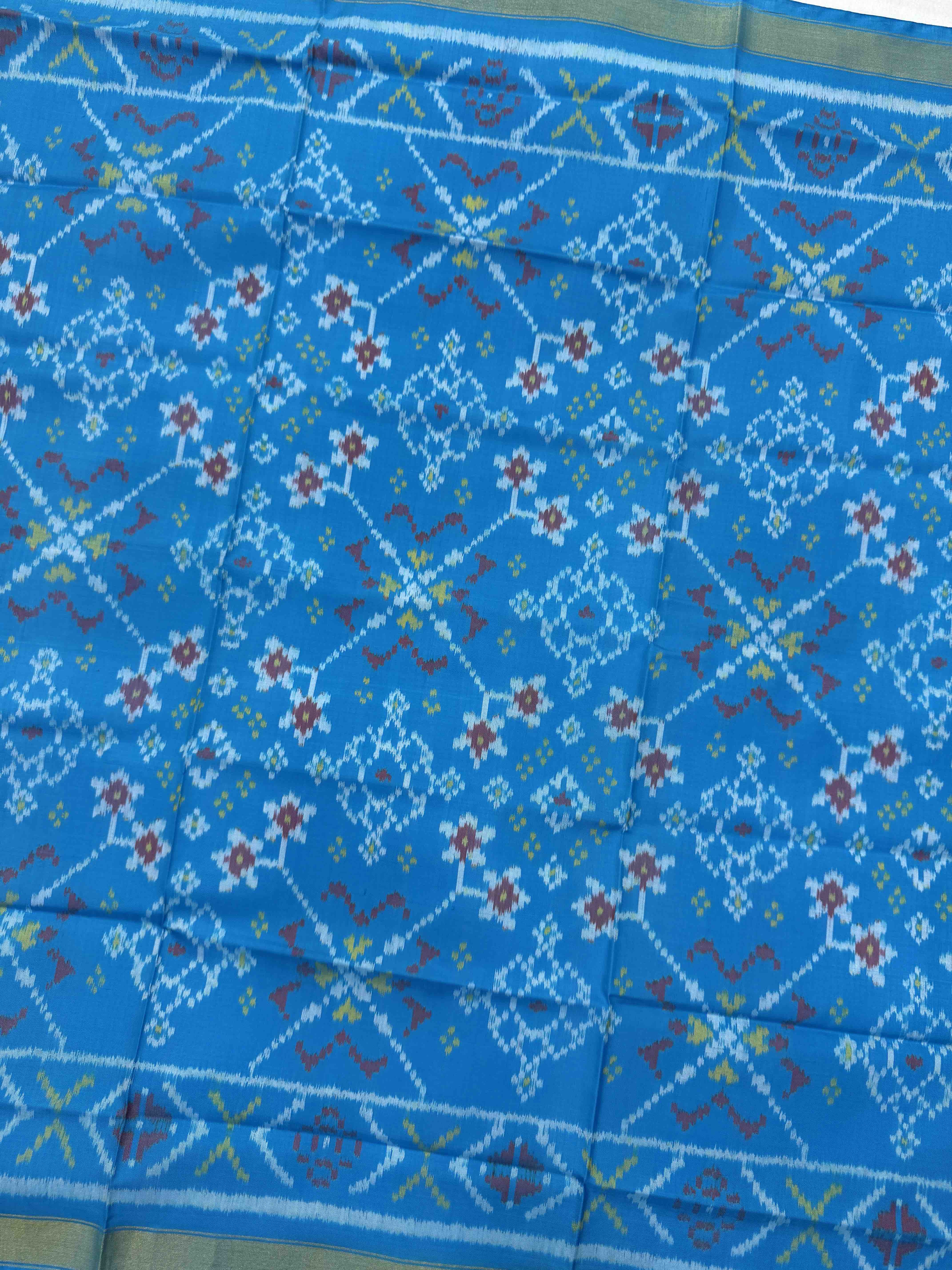 Sky Blue Navratan Single Ikat Patola Dupatta