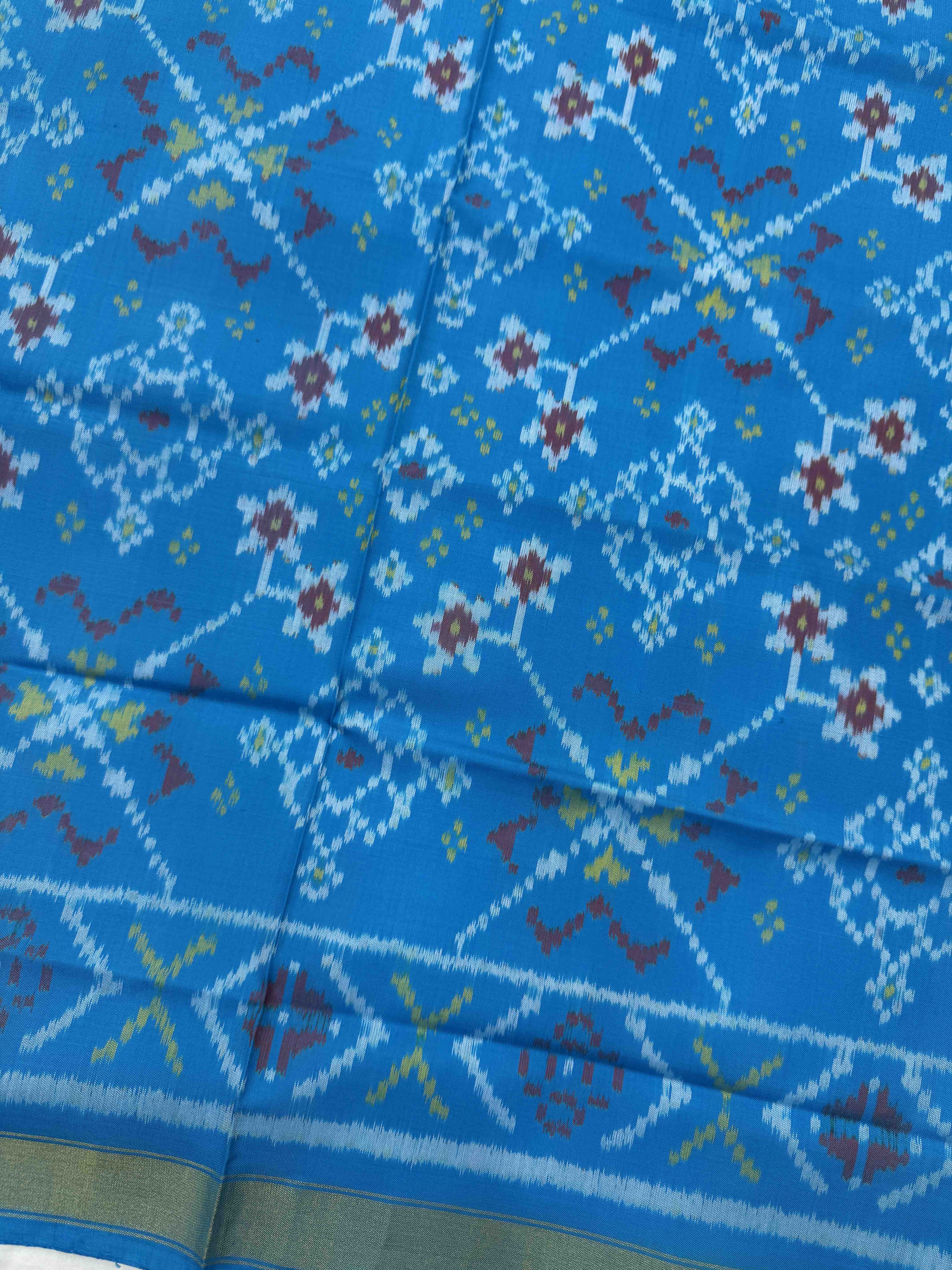 Sky Blue Navratan Single Ikat Patola Dupatta