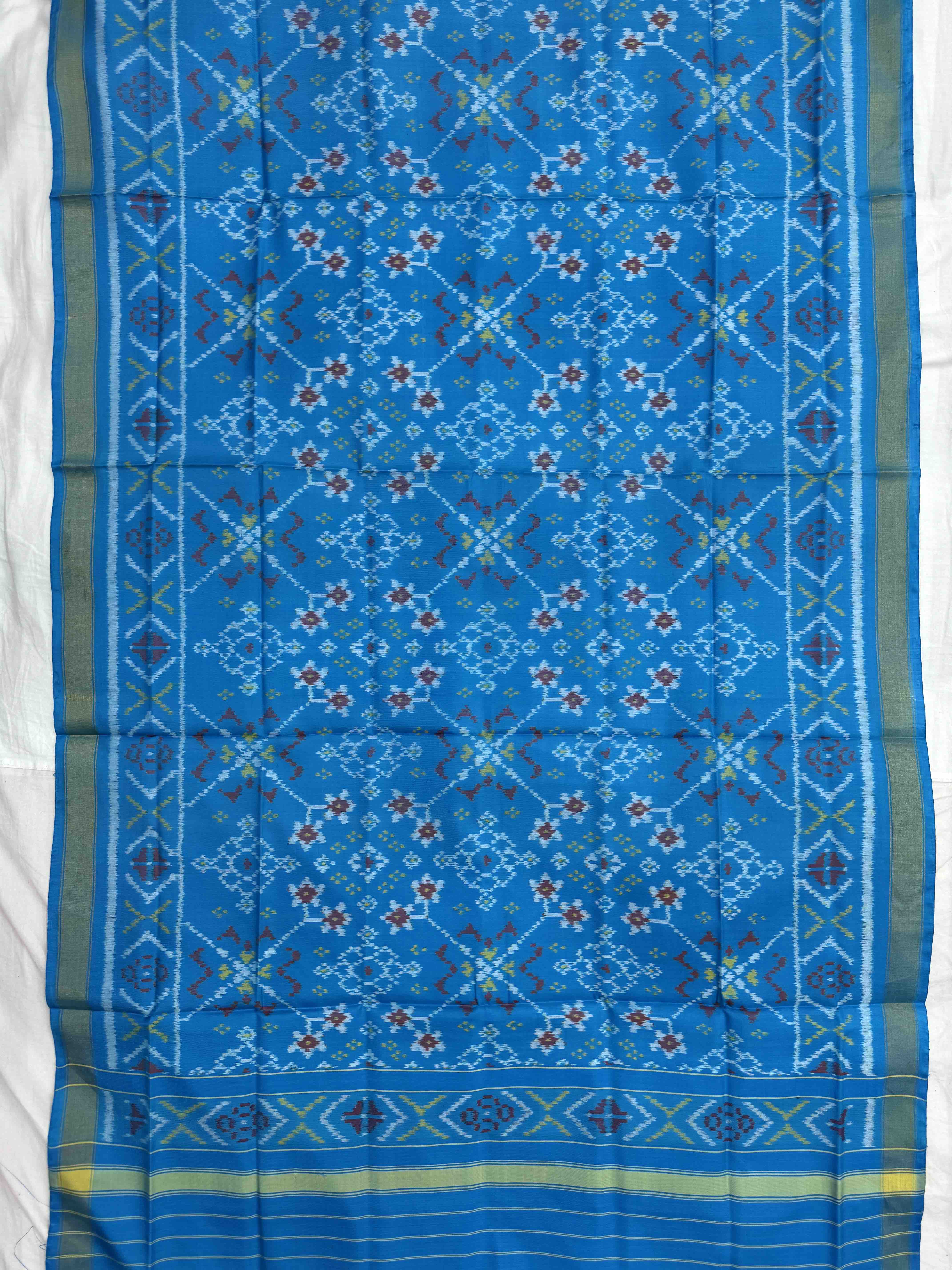Sky Blue Navratan Single Ikat Patola Dupatta