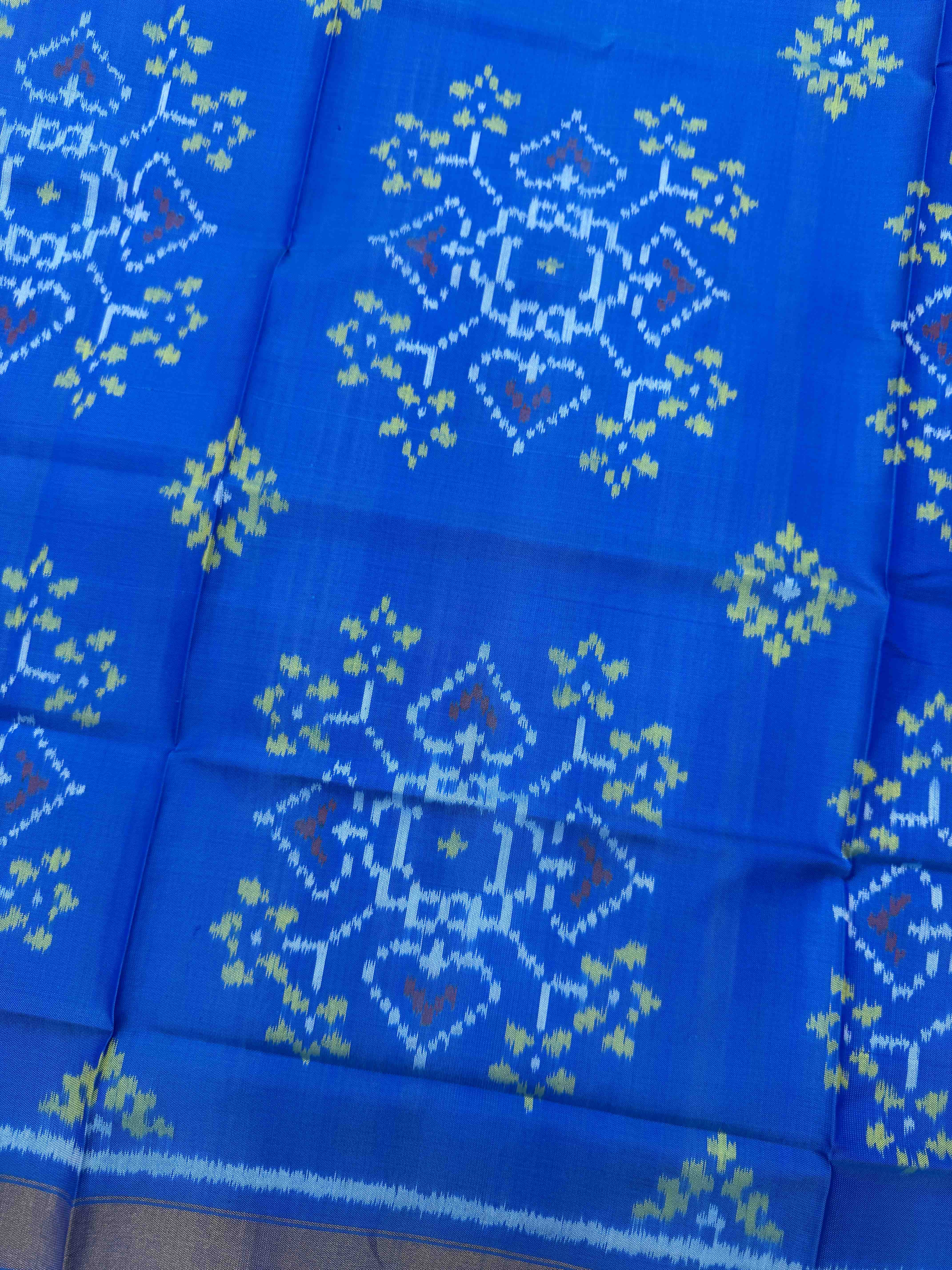 Blue Manekchowk Single Ikat Patola Dupatta