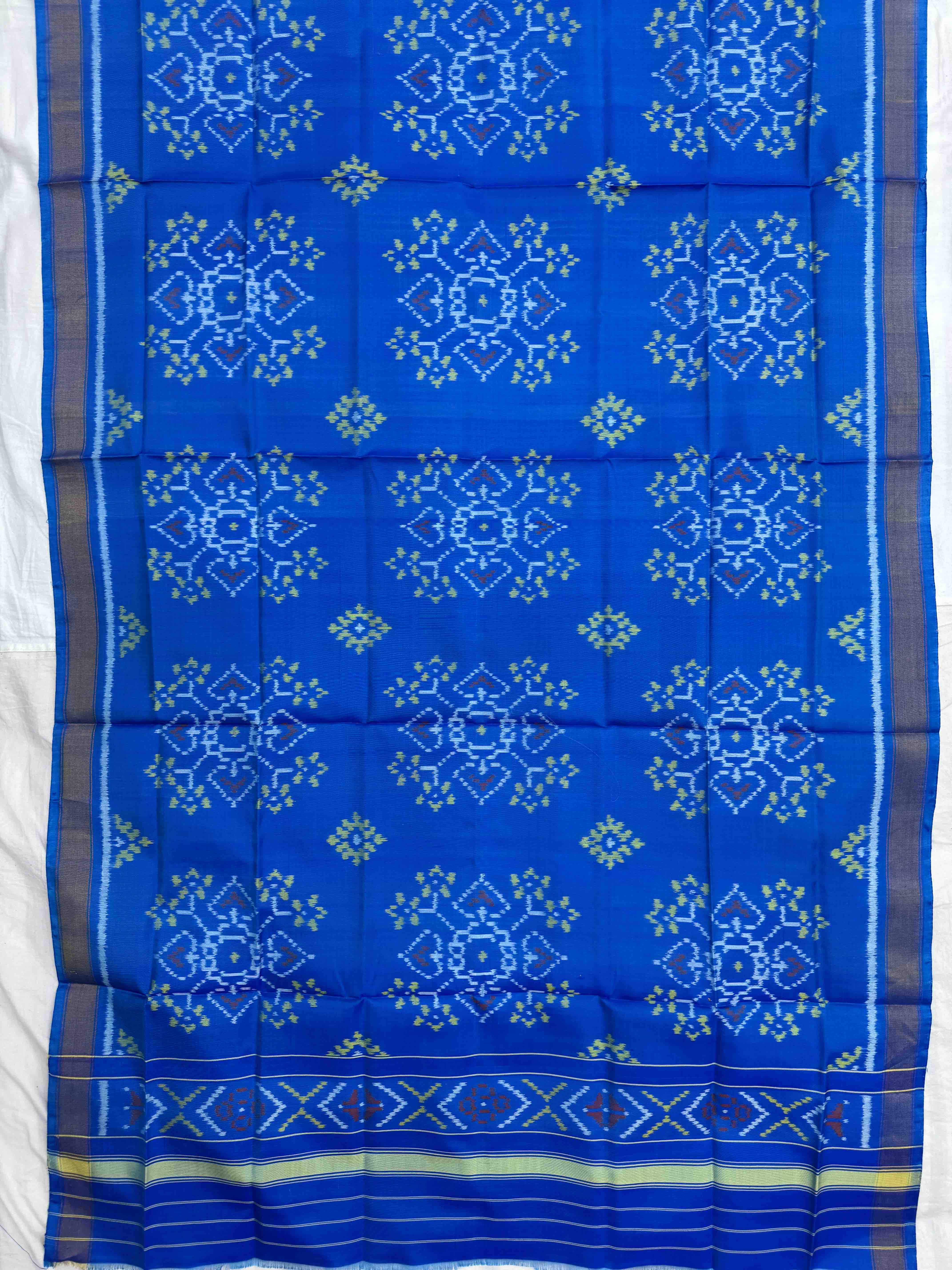 Blue Manekchowk Single Ikat Patola Dupatta