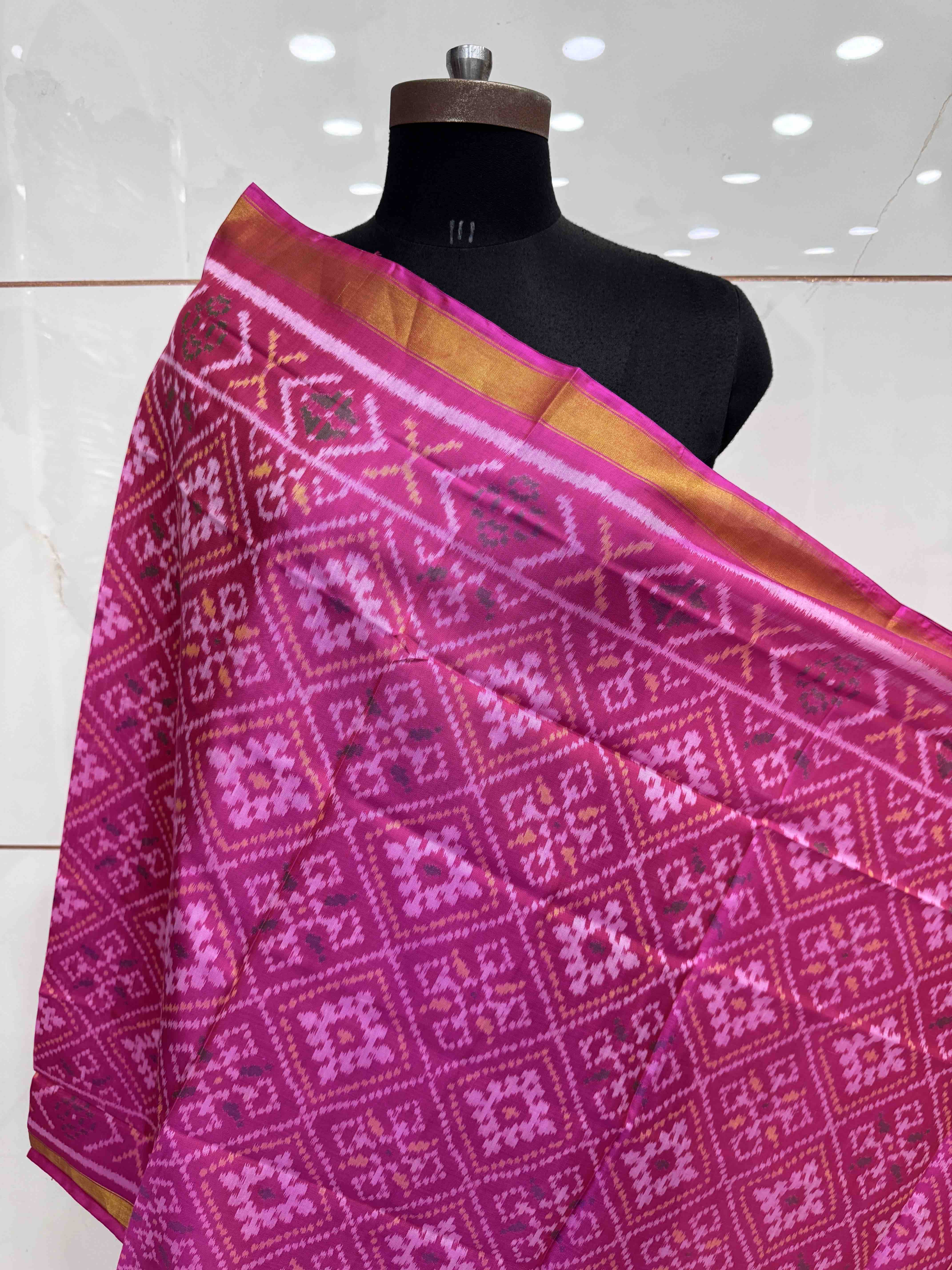 Pink Panchanda Single Ikat Patola Dupatta