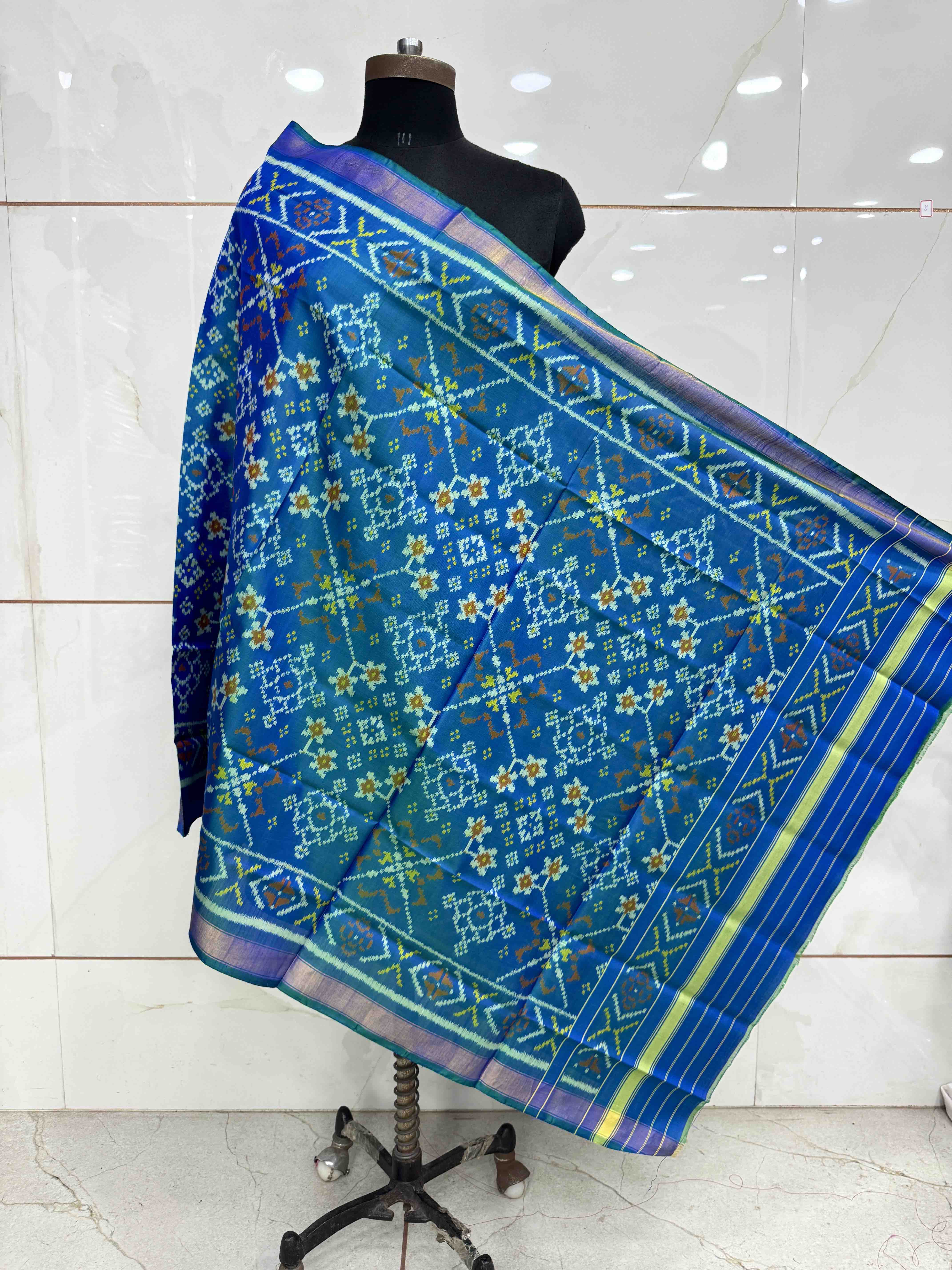 Turquoise Blue Navratan Single Ikat Patola Dupatta
