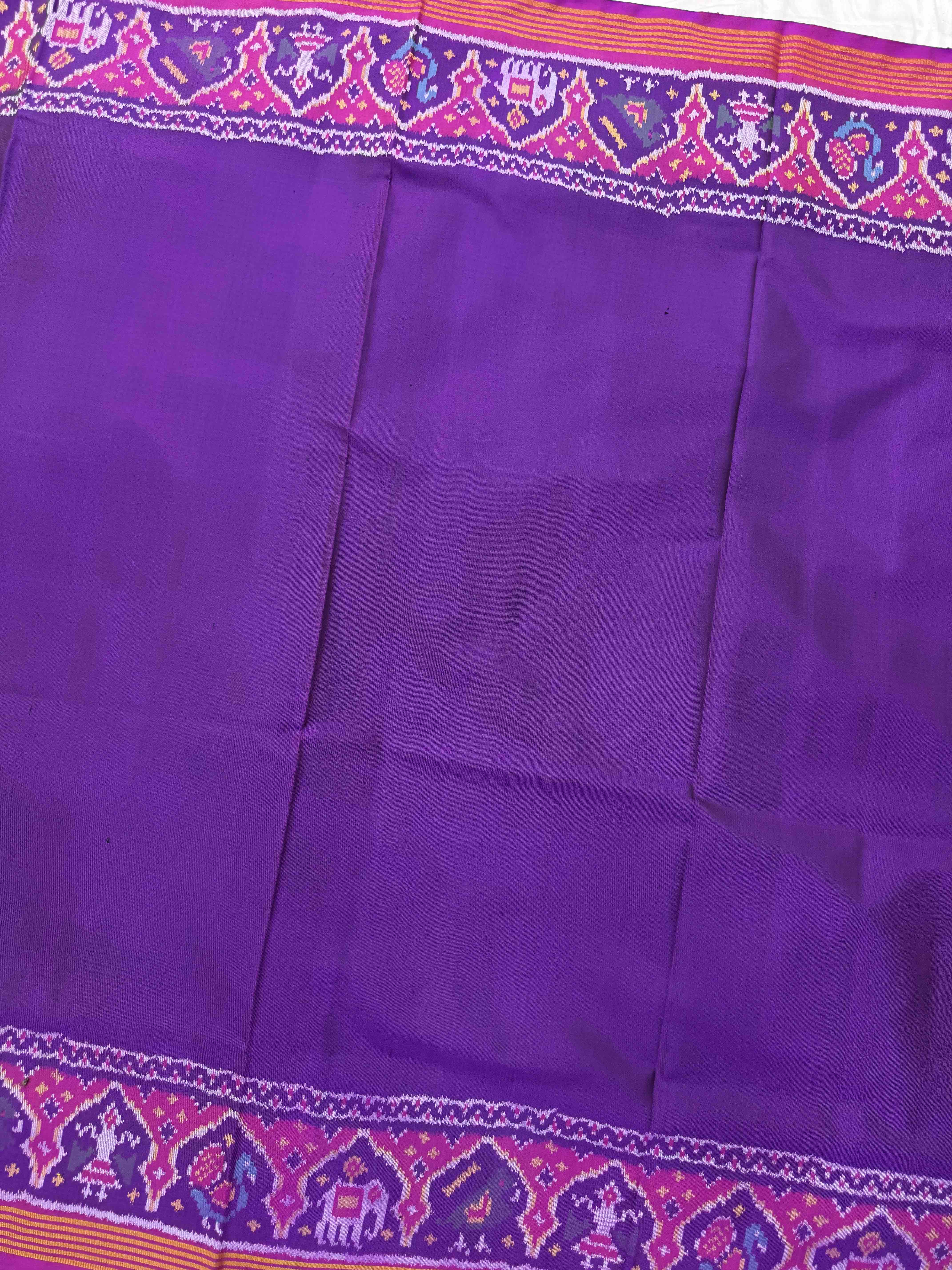 Purple Plain Single Ikat Patan Patola Saree