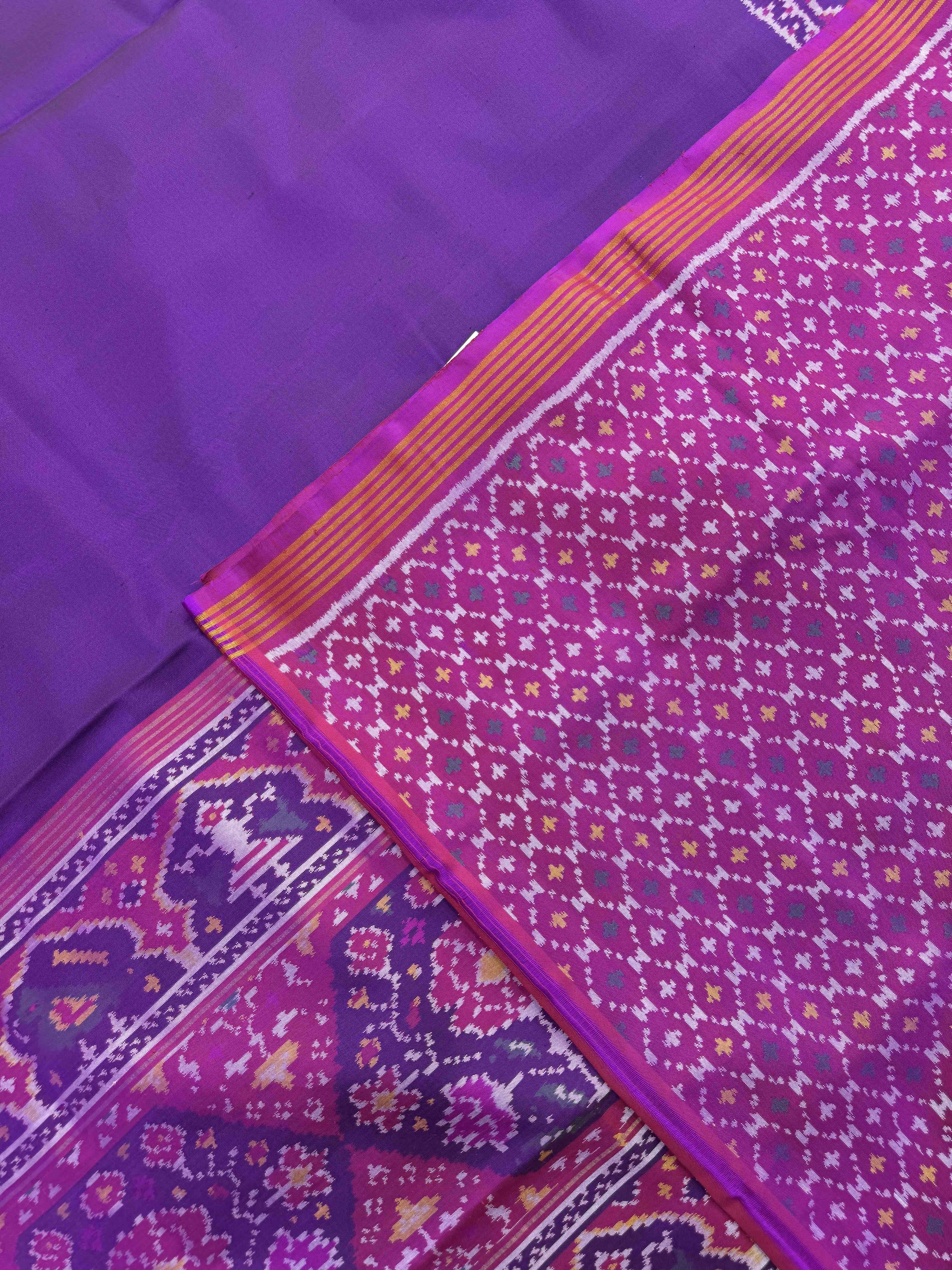 Purple Plain Single Ikat Patan Patola Saree