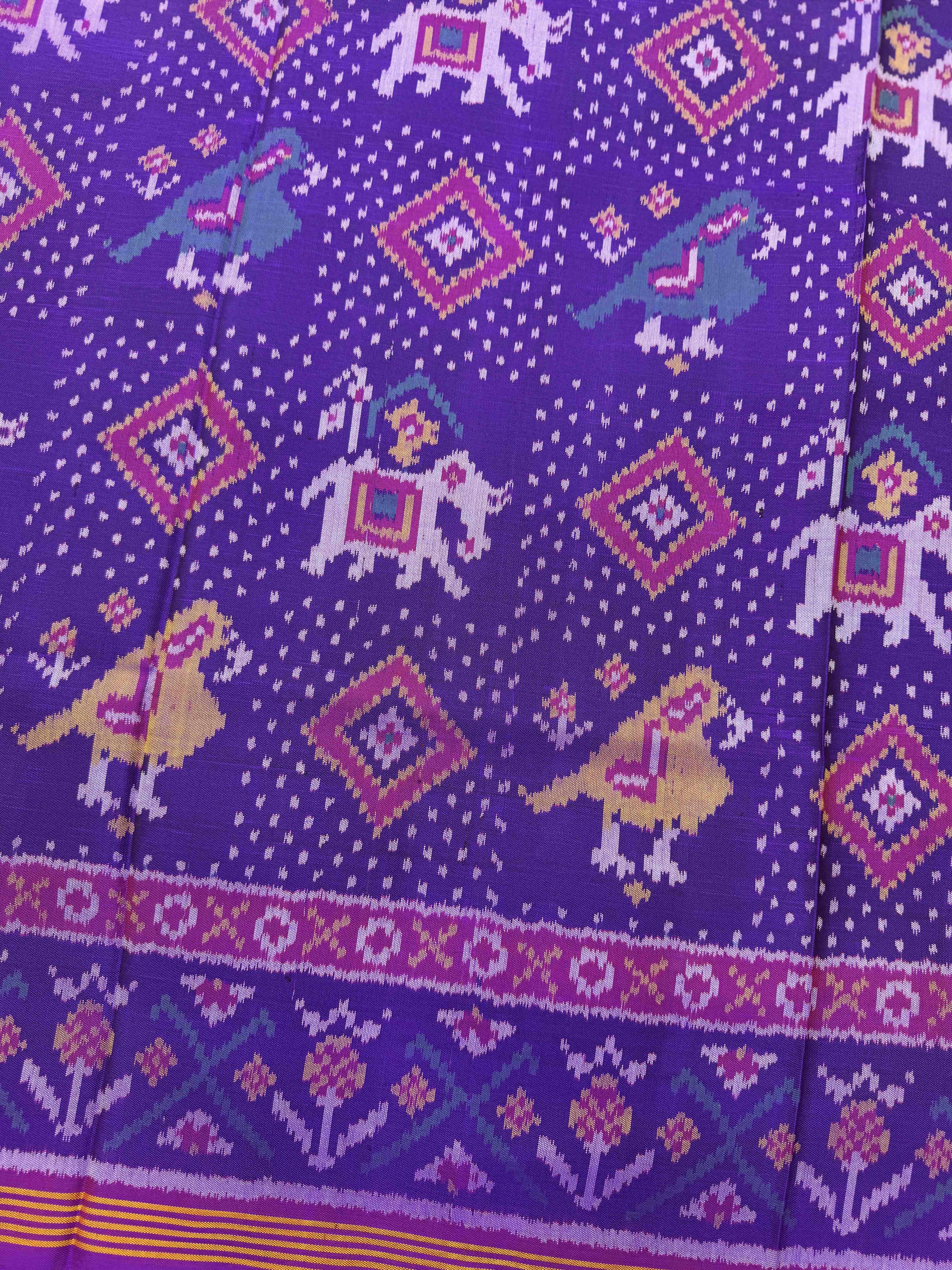 Purple Narikunj Panchanda Single Ikat Patan Patola Saree