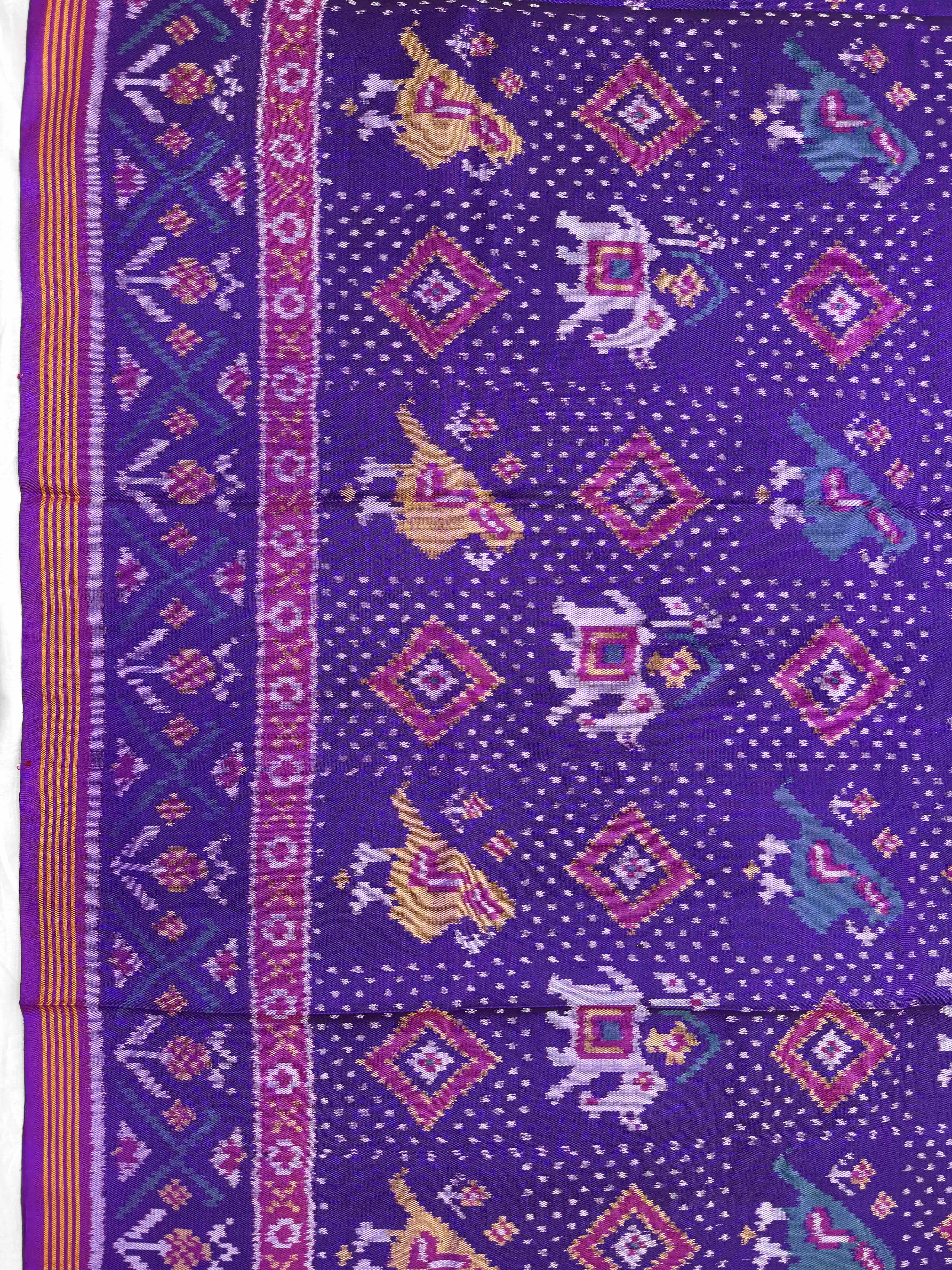 Purple Narikunj Panchanda Single Ikat Patan Patola Saree