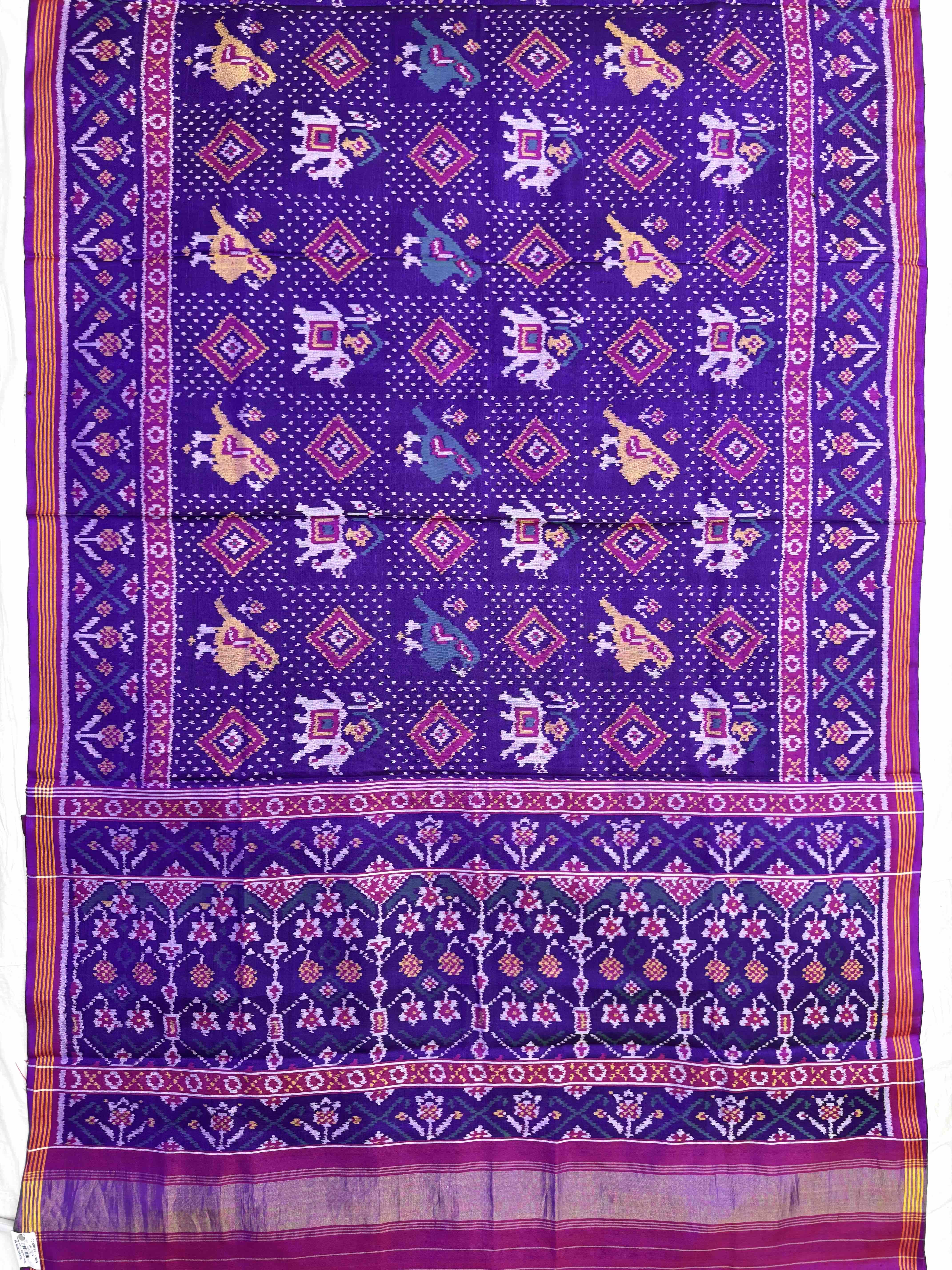 Purple Narikunj Panchanda Single Ikat Patan Patola Saree