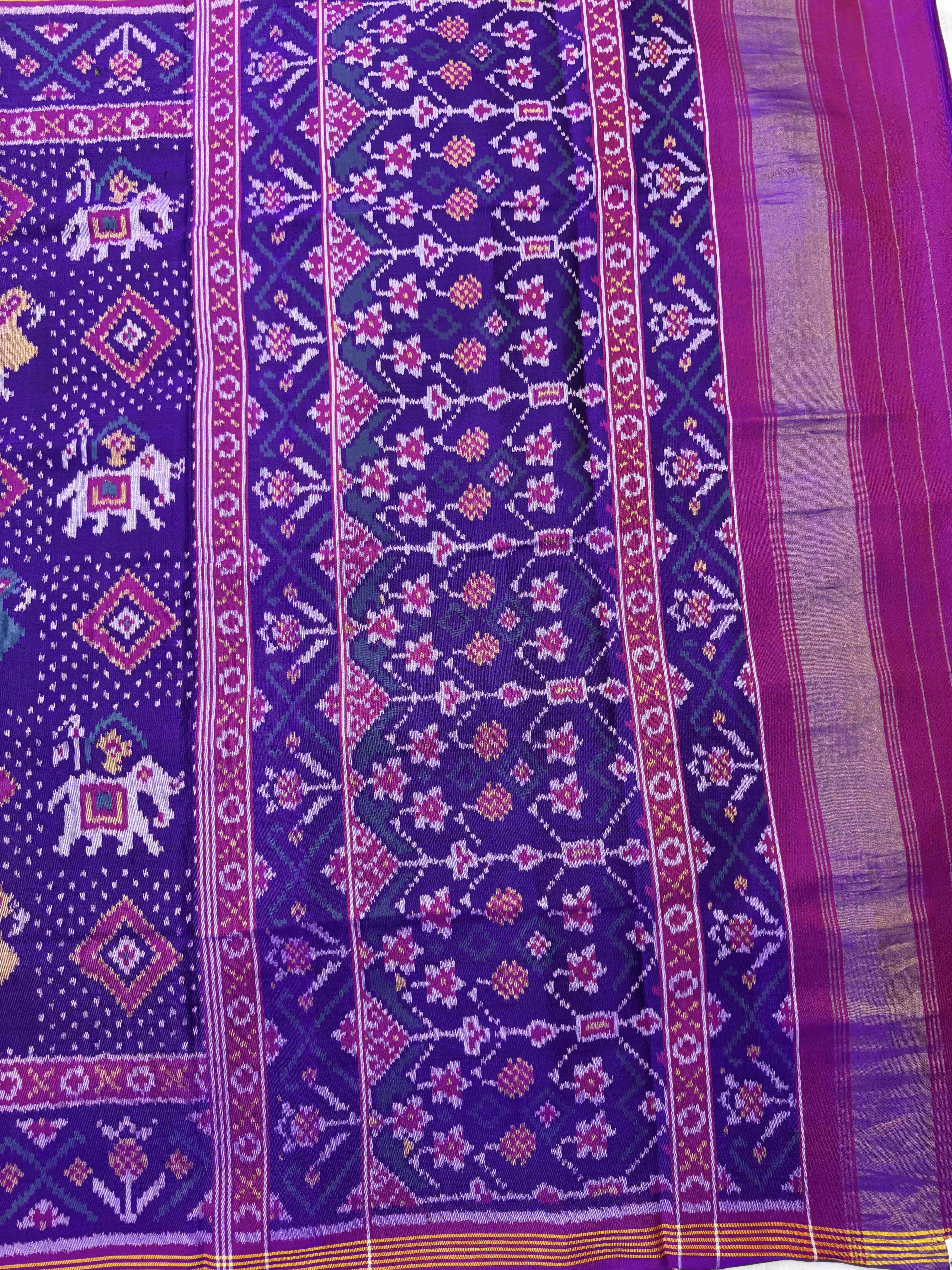 Purple Narikunj Panchanda Single Ikat Patan Patola Saree