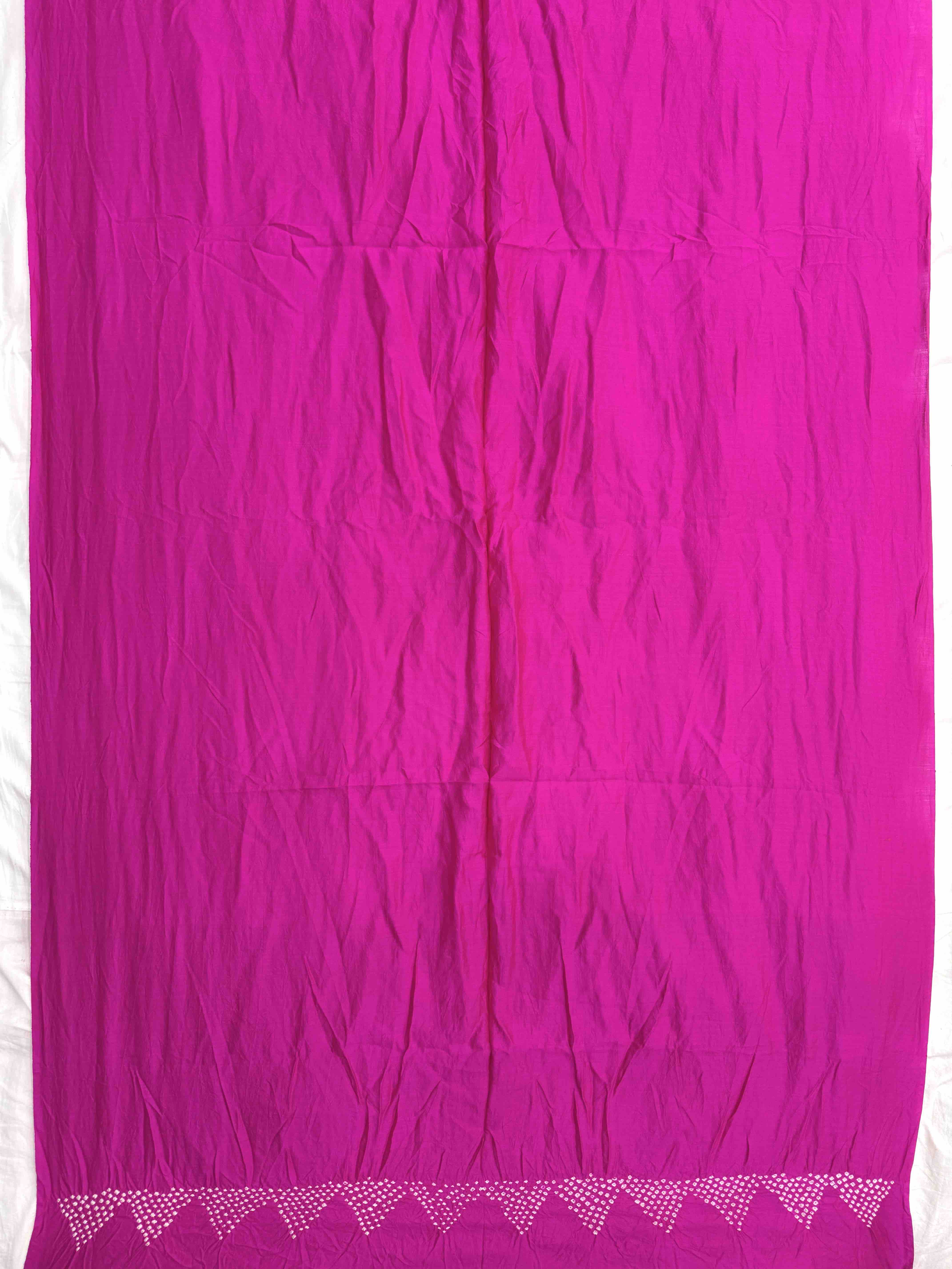 Pink & Off White Bandhej with Kantha Word Dress Material