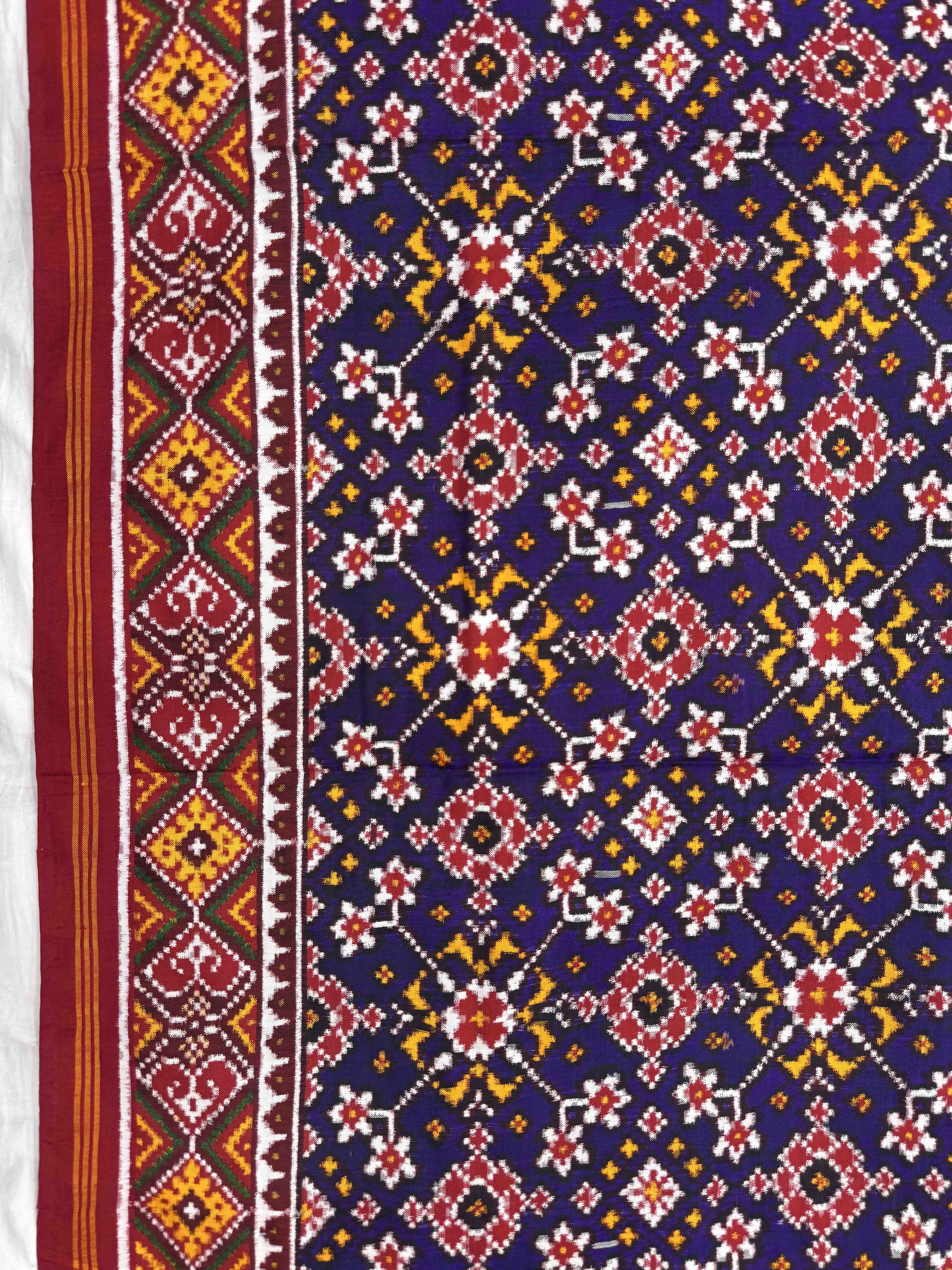 Red & Purple Navratan Double Ikat Patan Patola Saree