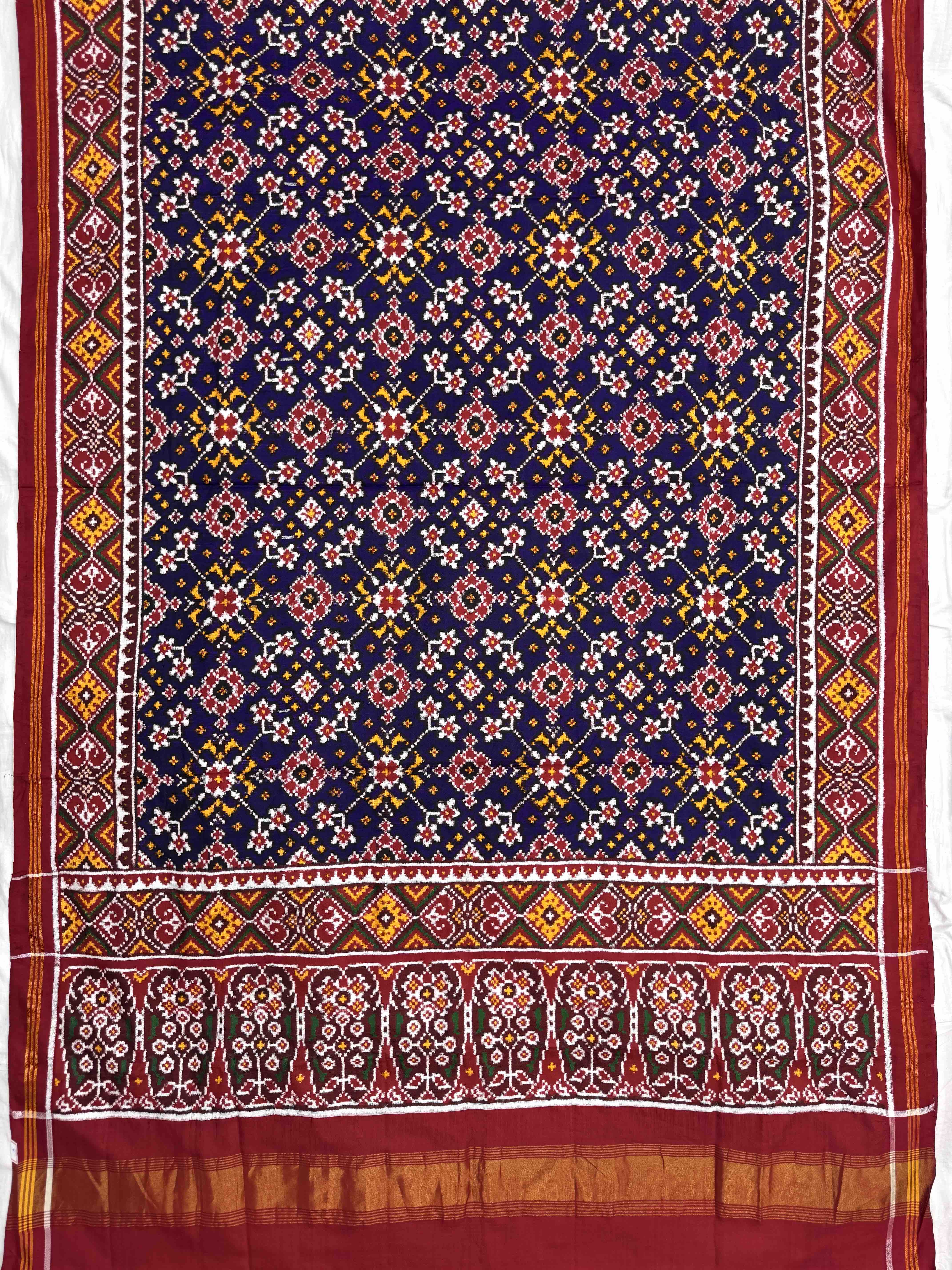 Red & Purple Navratan Double Ikat Patan Patola Saree