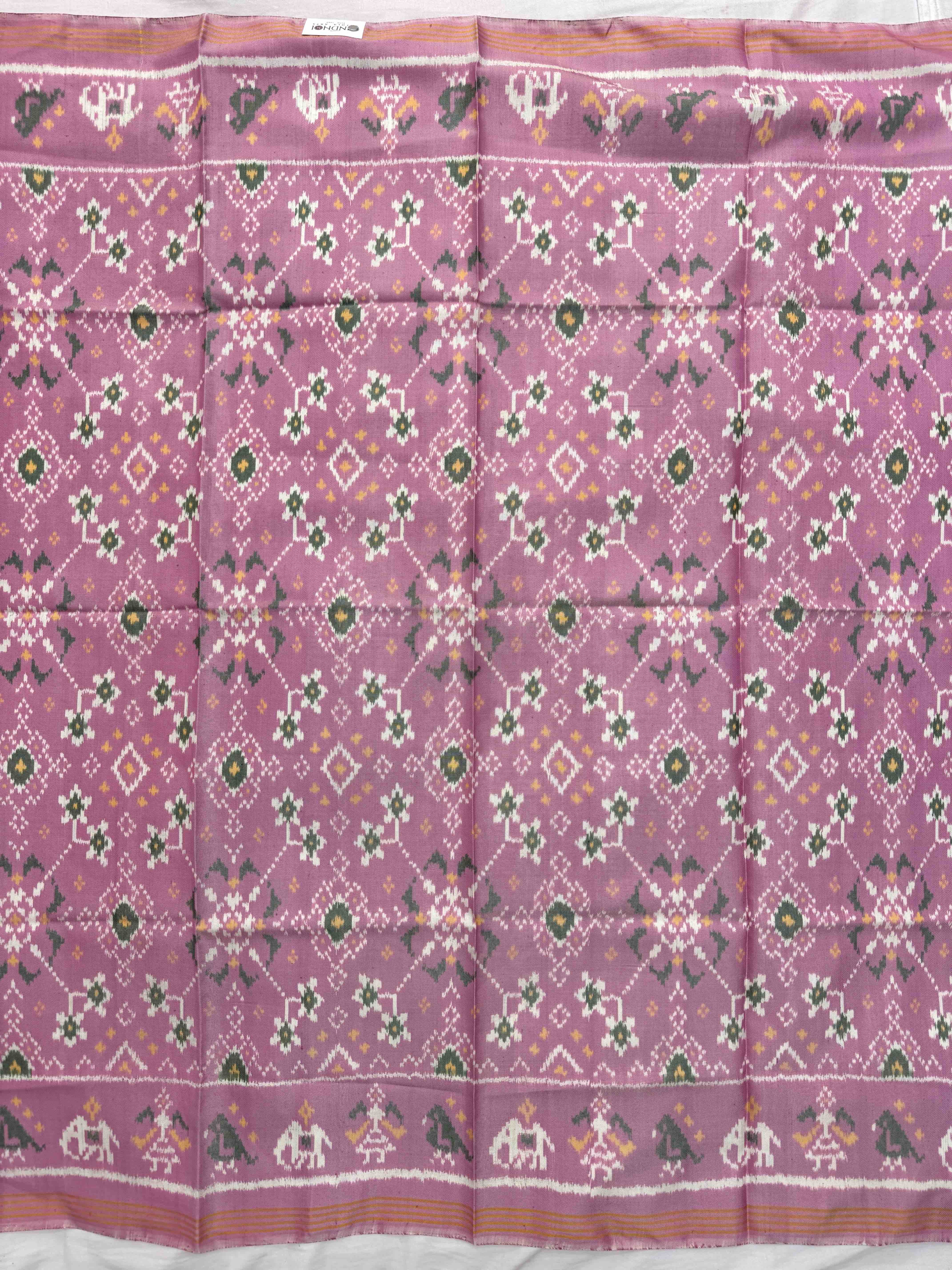 Light Pink Navratan Semi Double Ikat Patola Blouse Piece