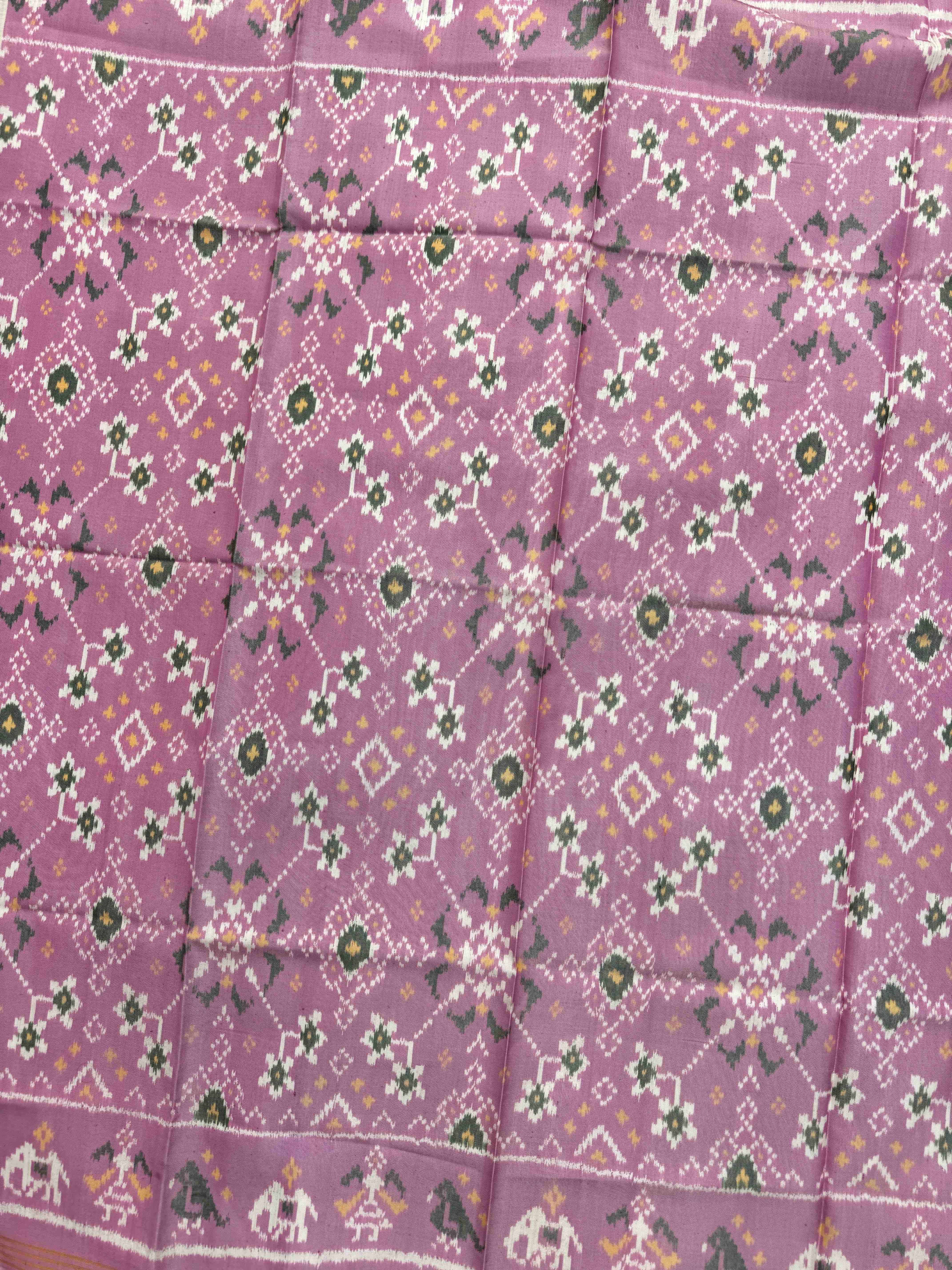 Light Pink Navratan Semi Double Ikat Patola Blouse Piece