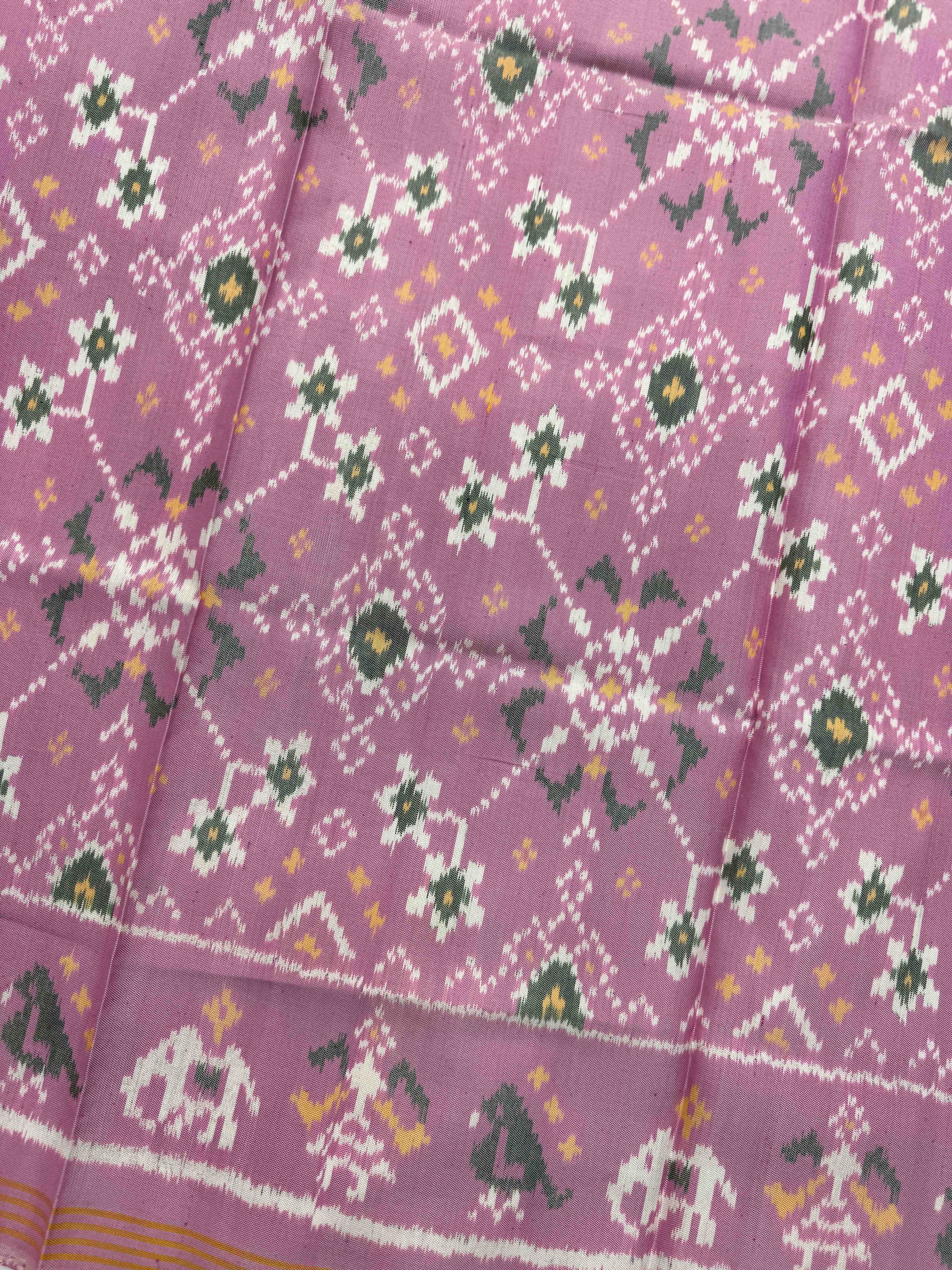 Light Pink Navratan Semi Double Ikat Patola Blouse Piece
