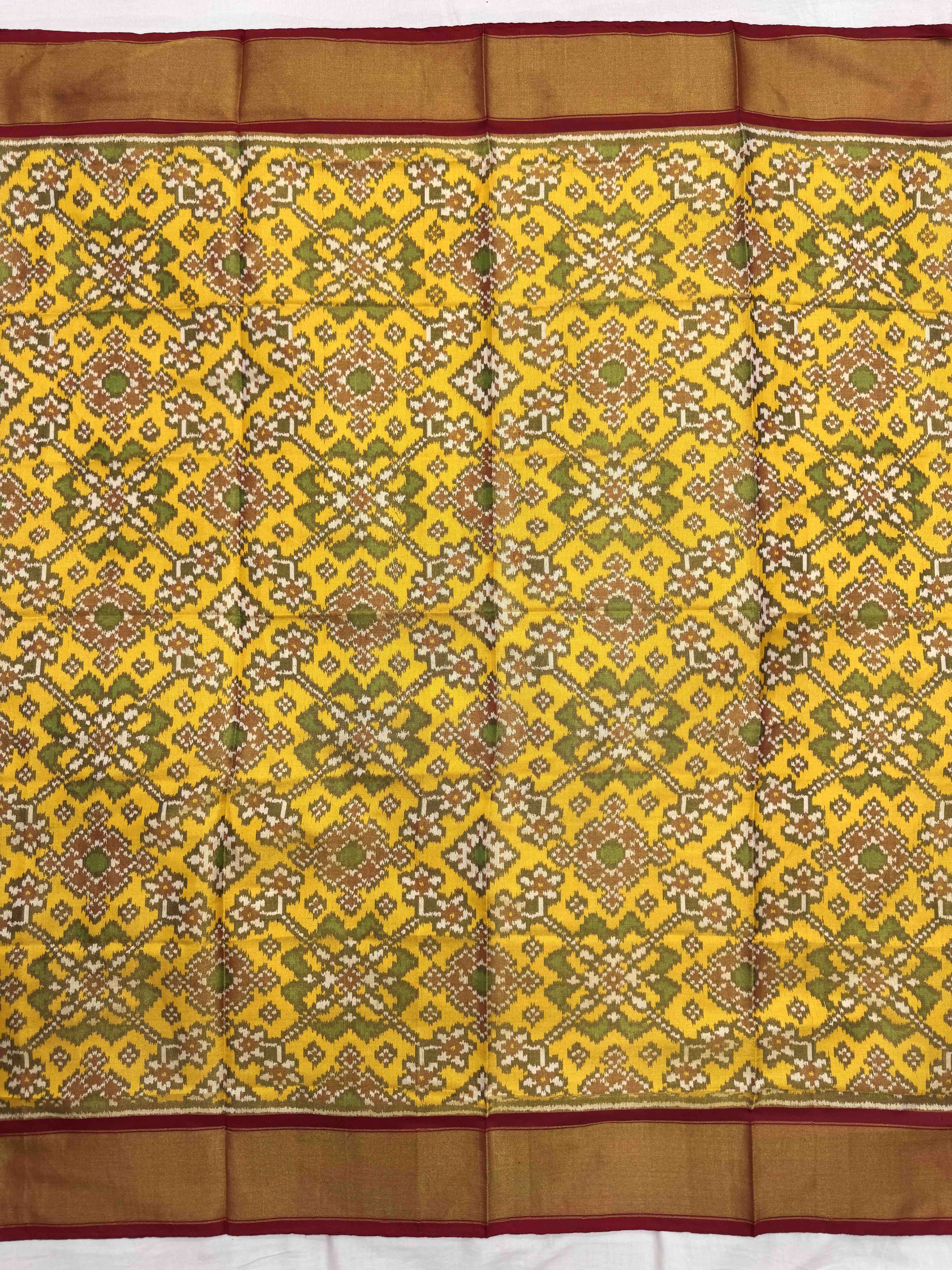 Yellow Navratan Tissue Semi Double Ikat Patola Blouse Piece