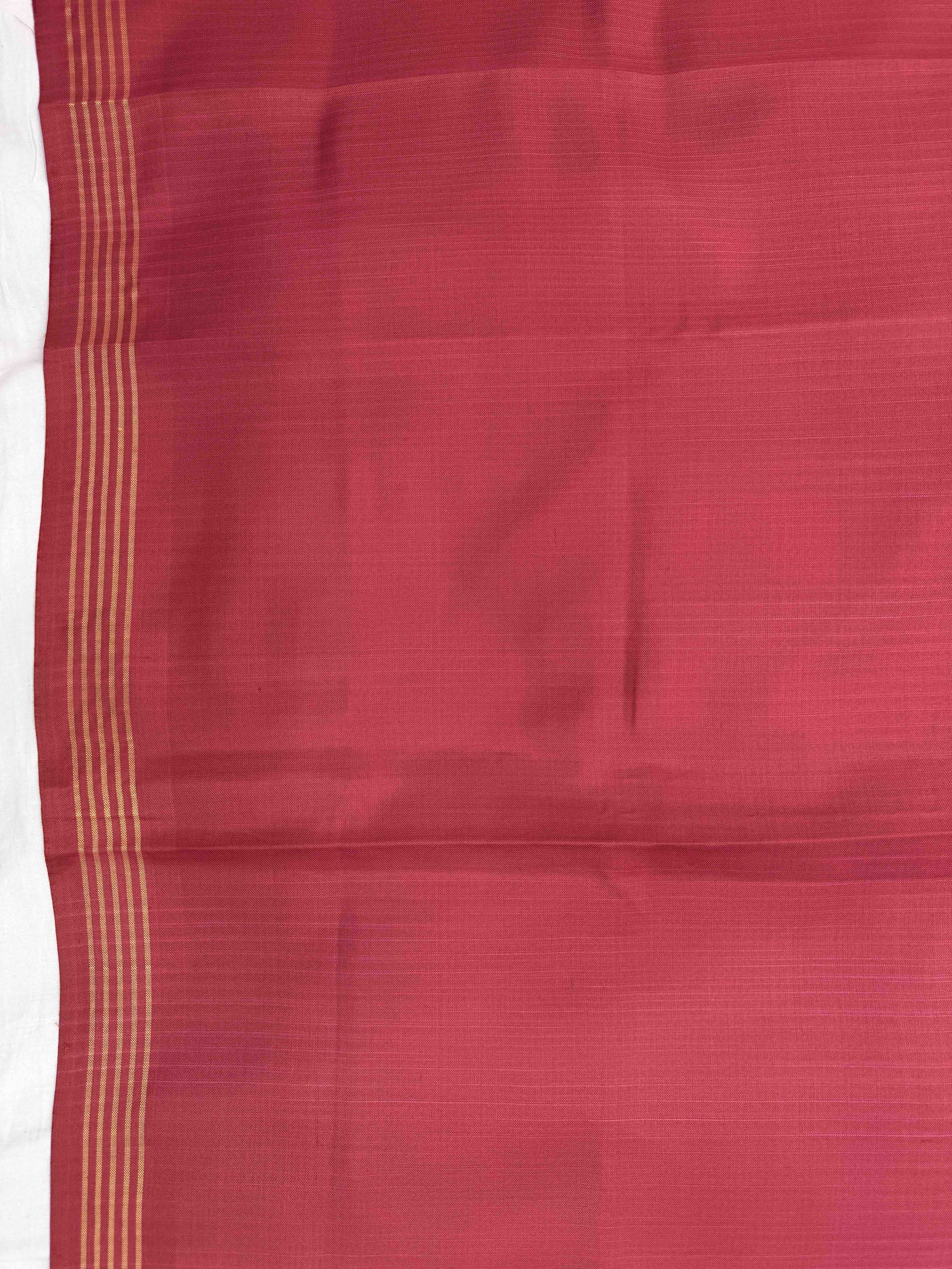 Red Plain Semi Double Ikat Patola Blouse Piece