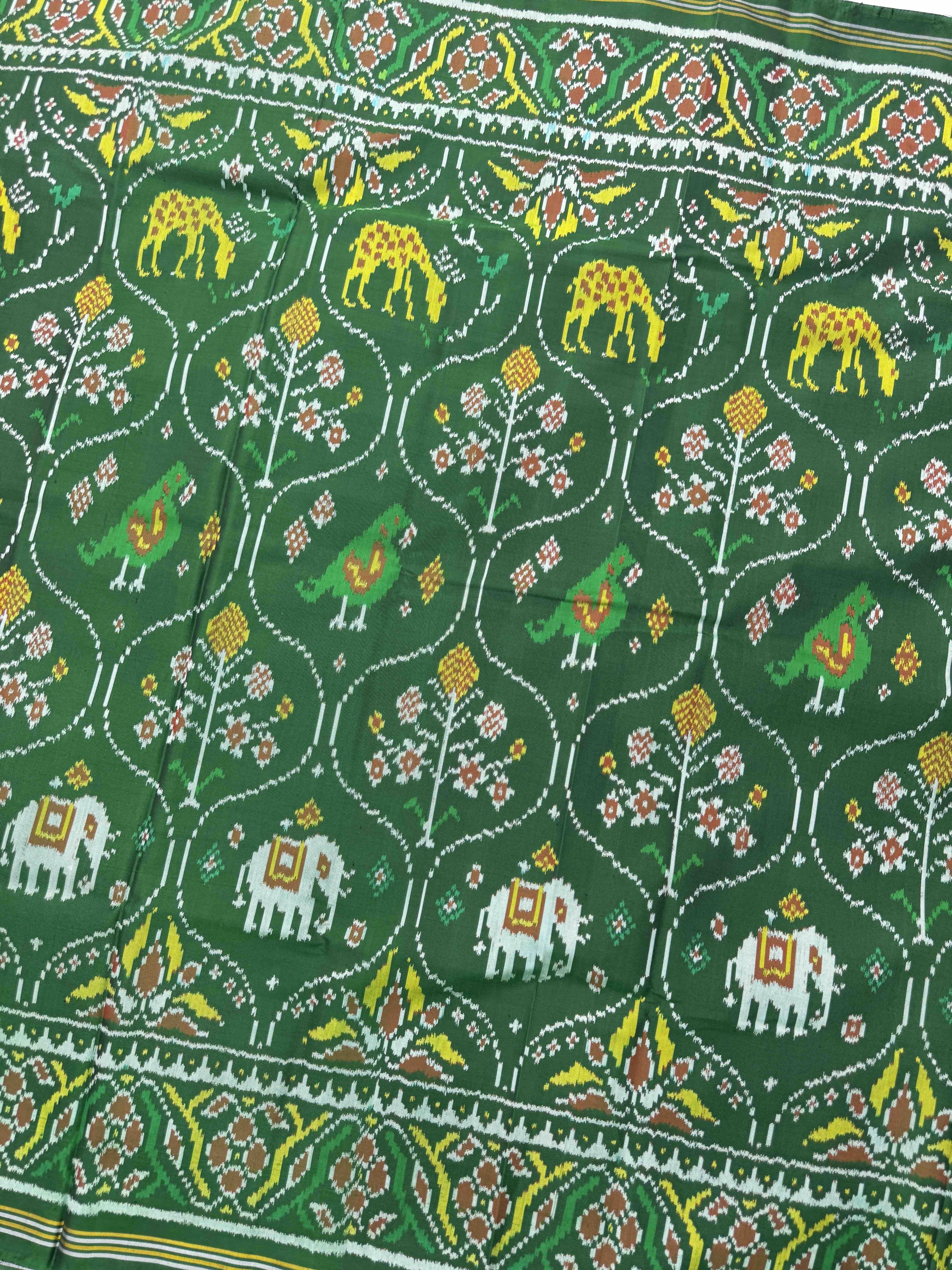 Green Narikunj Matka Single Ikat Patan Patola Saree