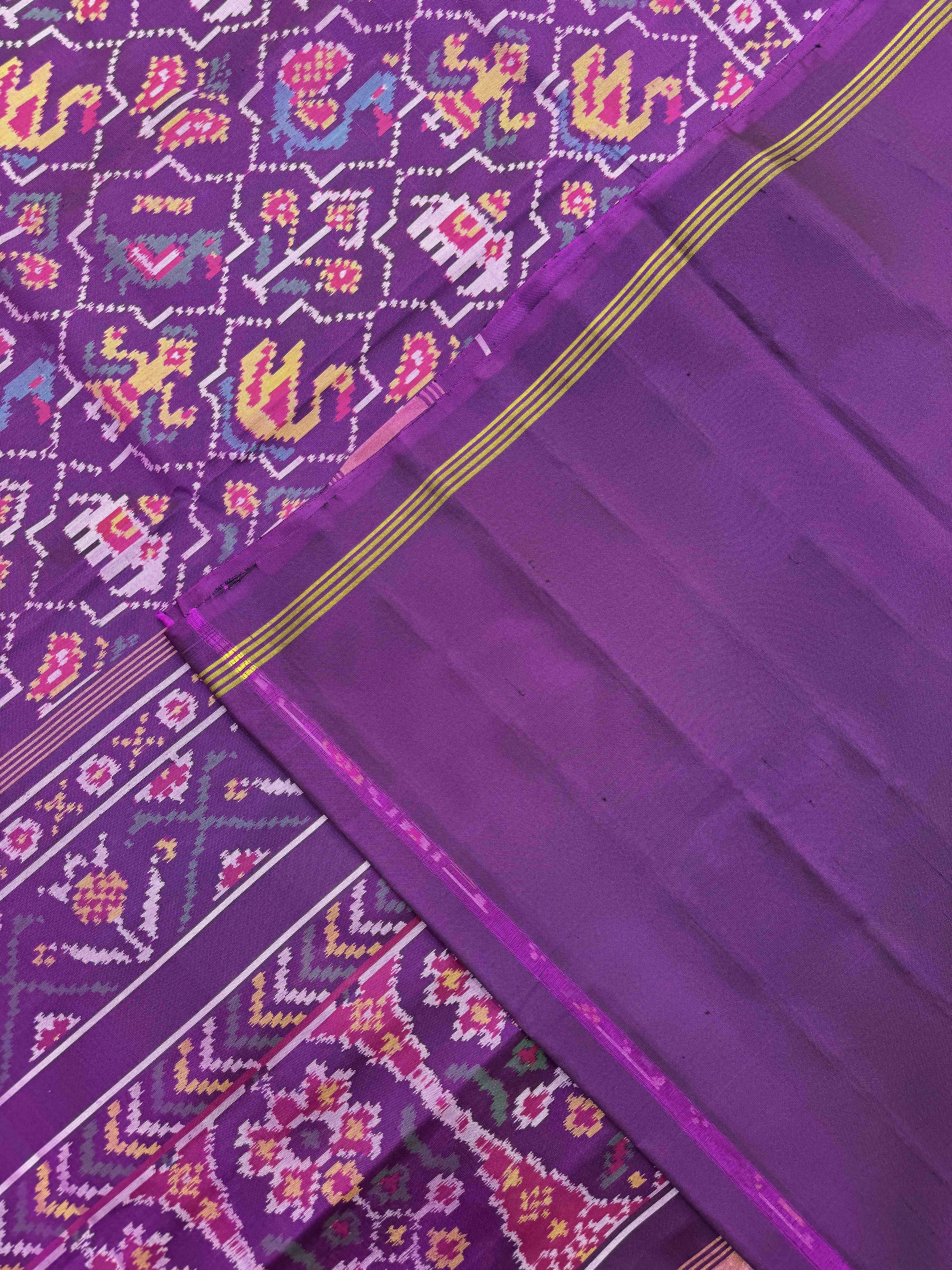 Purple Small Small Narikunj Single Ikat Patan Patola Saree