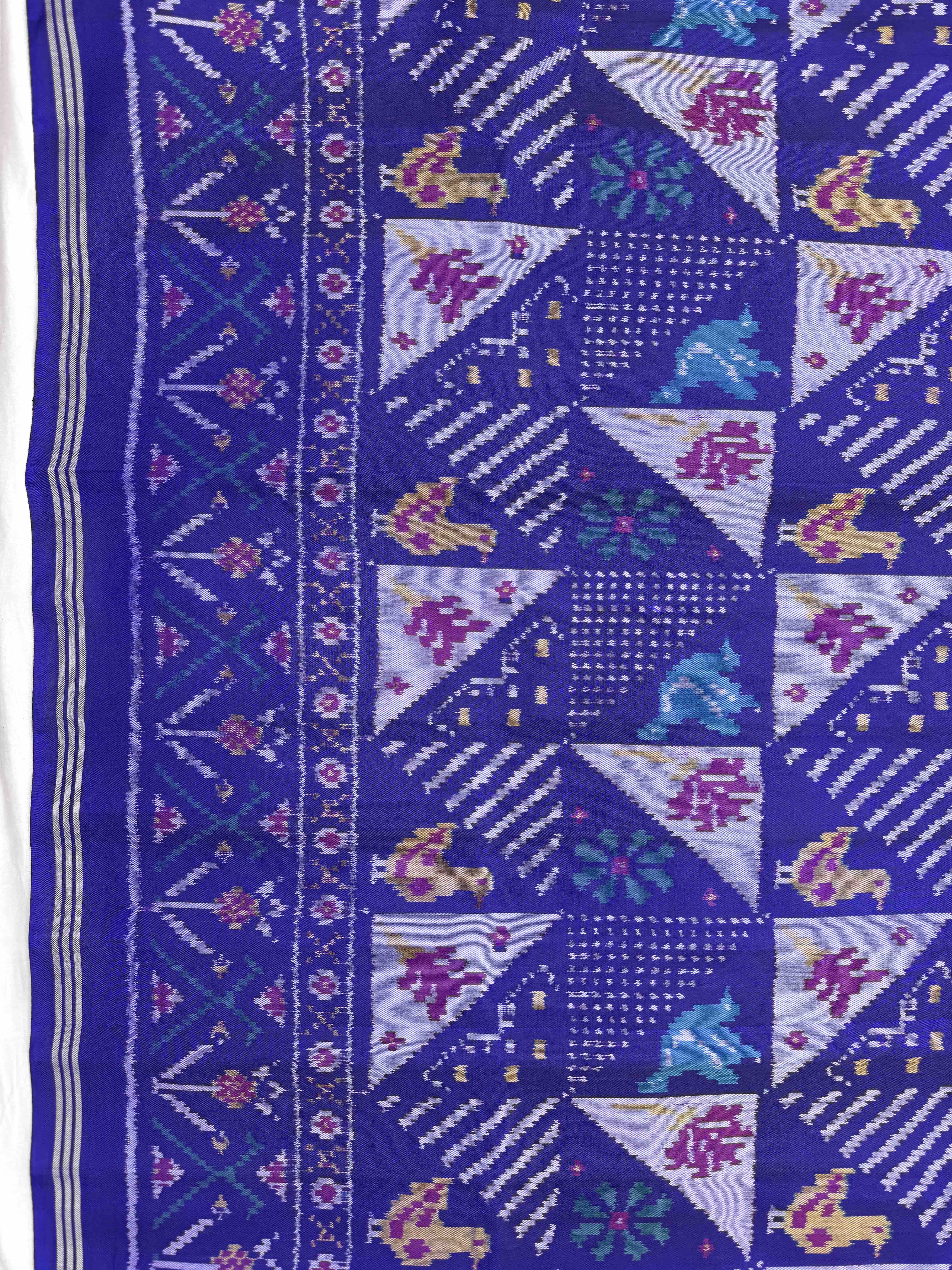 Blue Small Narikunj Fancy Single Ikat Patan Patola Saree