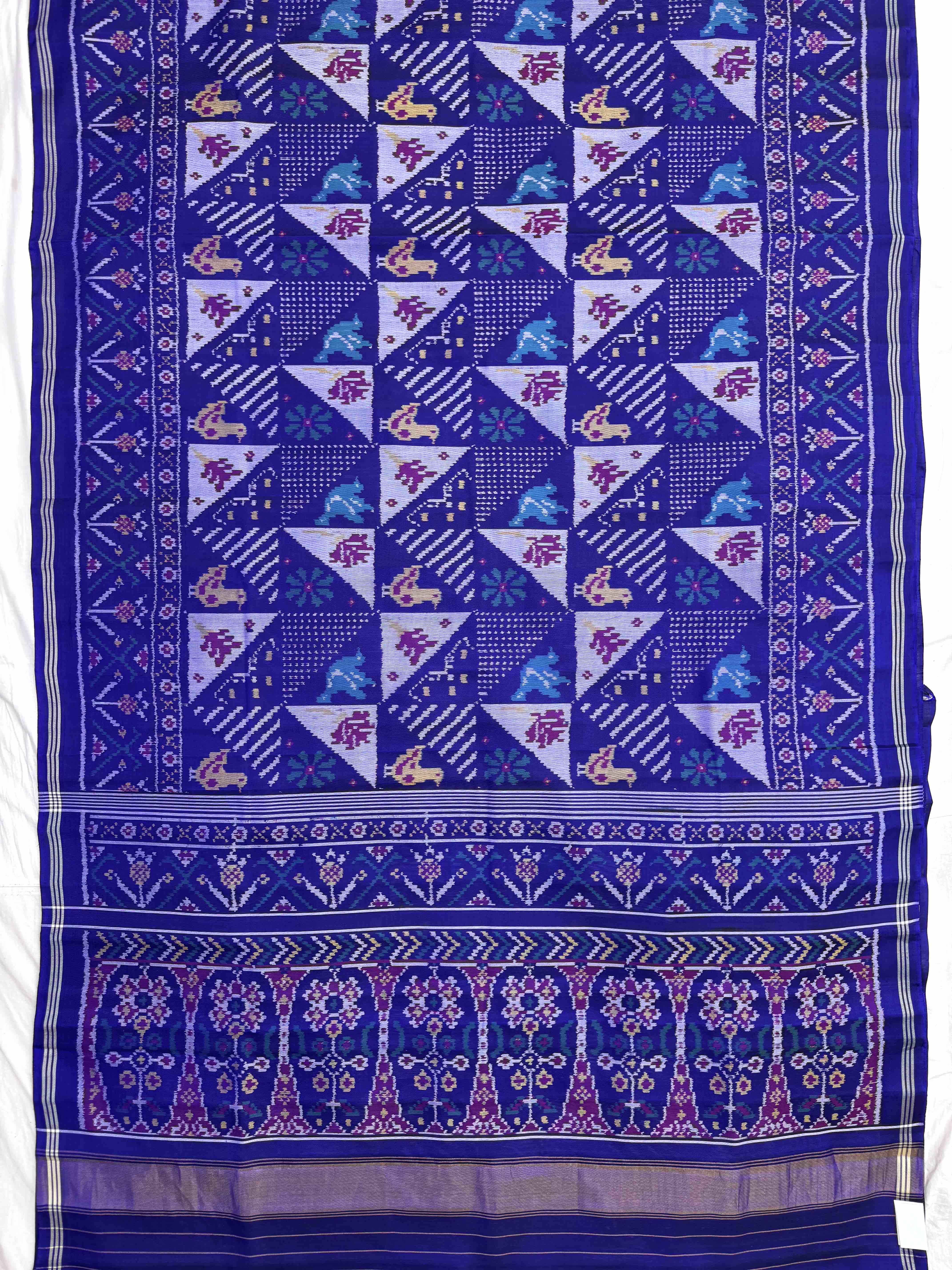 Blue Small Narikunj Fancy Single Ikat Patan Patola Saree