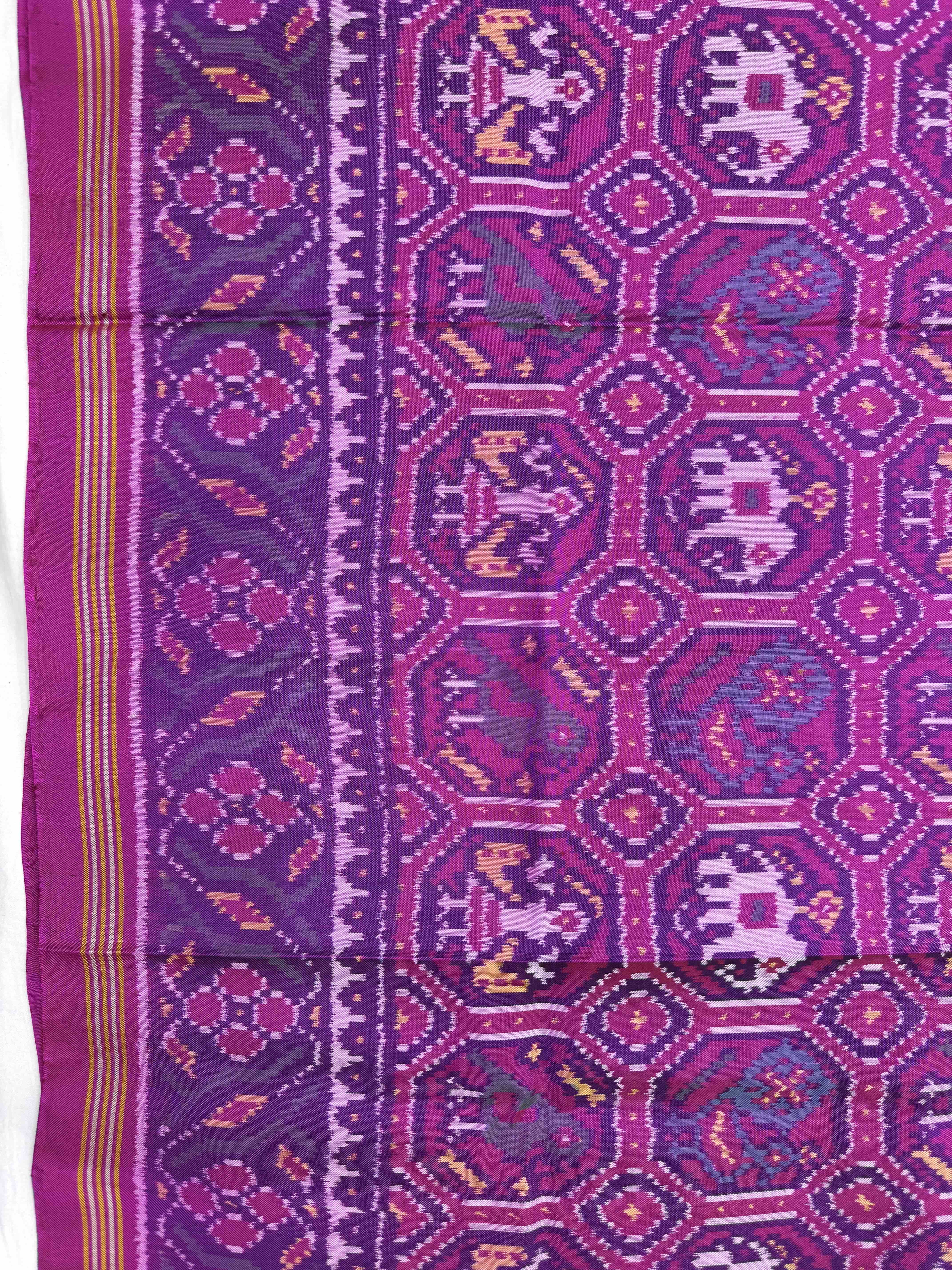 Pink Small Narikunj Chex Single Ikat Patan Patola Saree