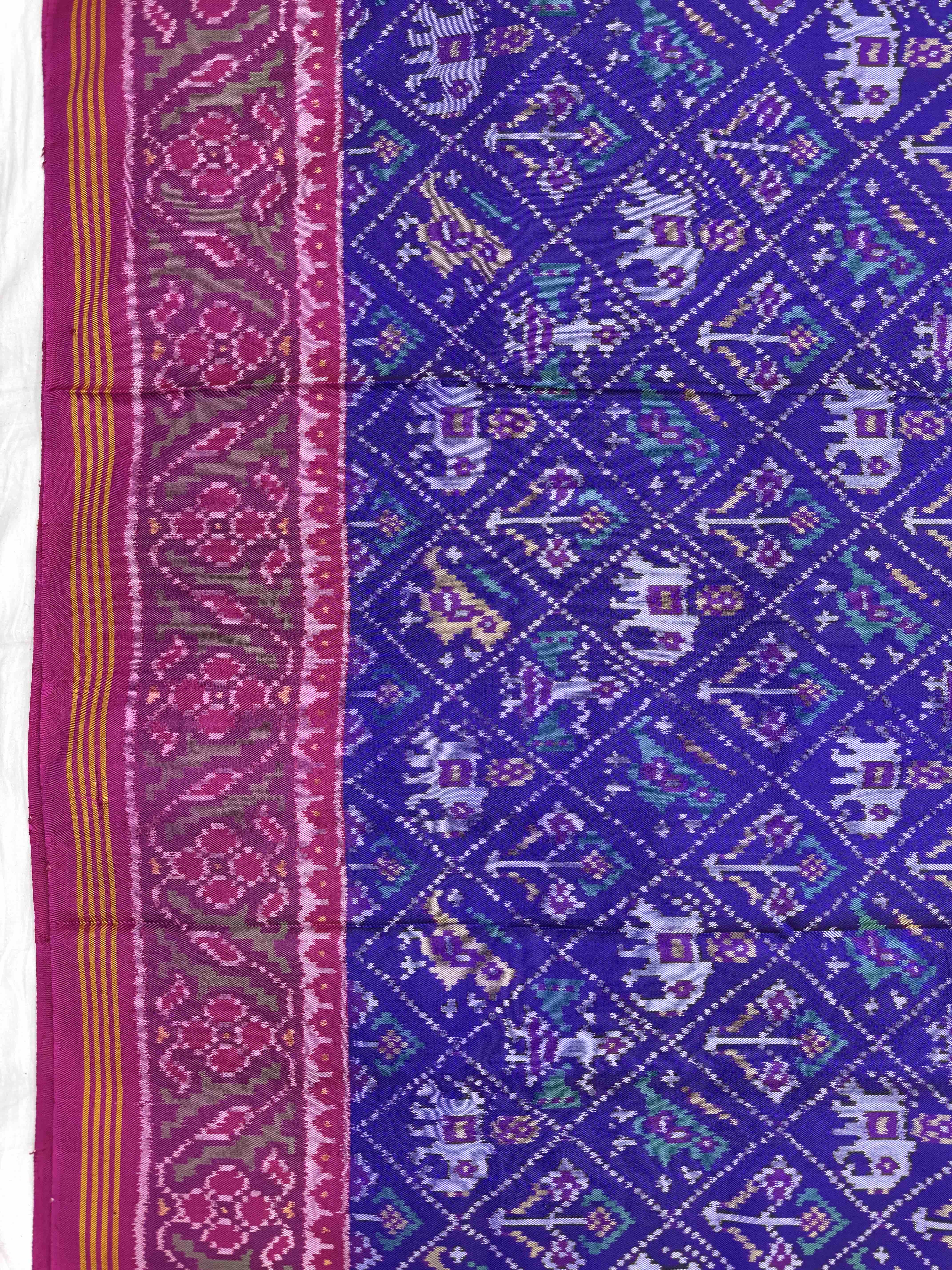 Pink & blue Small Narikunj Single Ikat Patan Patola Saree