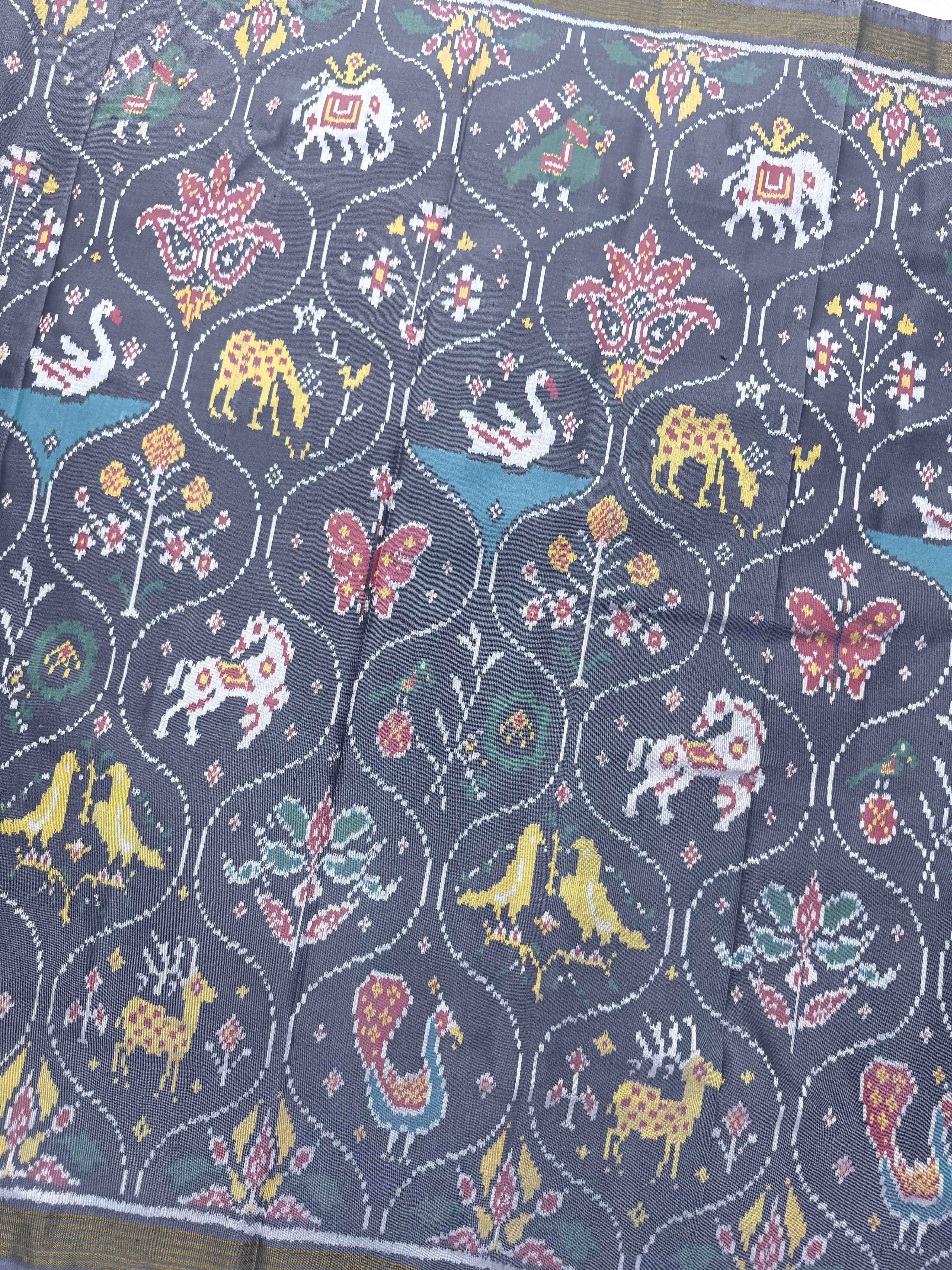 Grey Naikunj Matka Single Ikat Patan Patola Saree