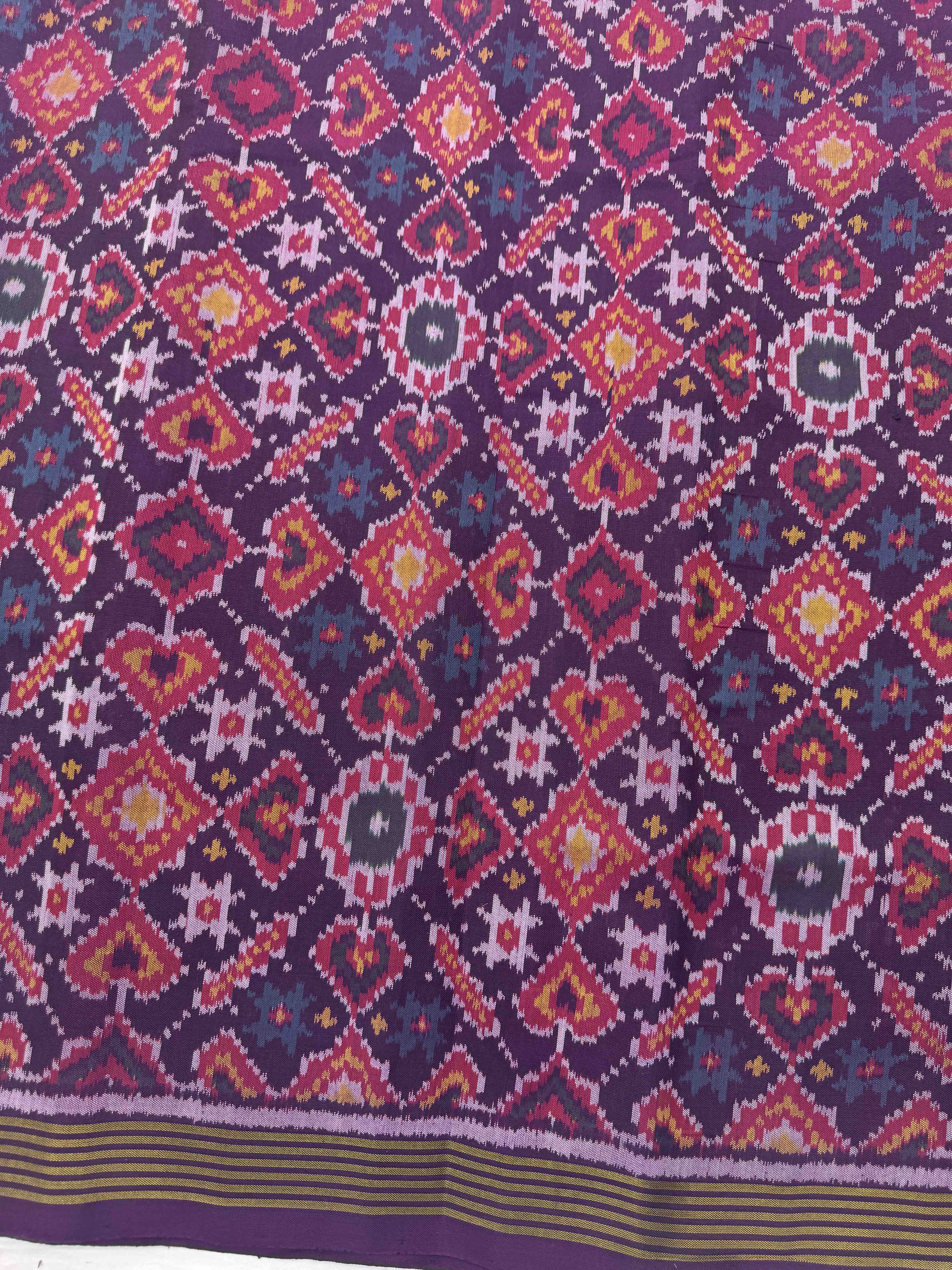 Purple Manekchowk Single Ikat Patan Patola Saree