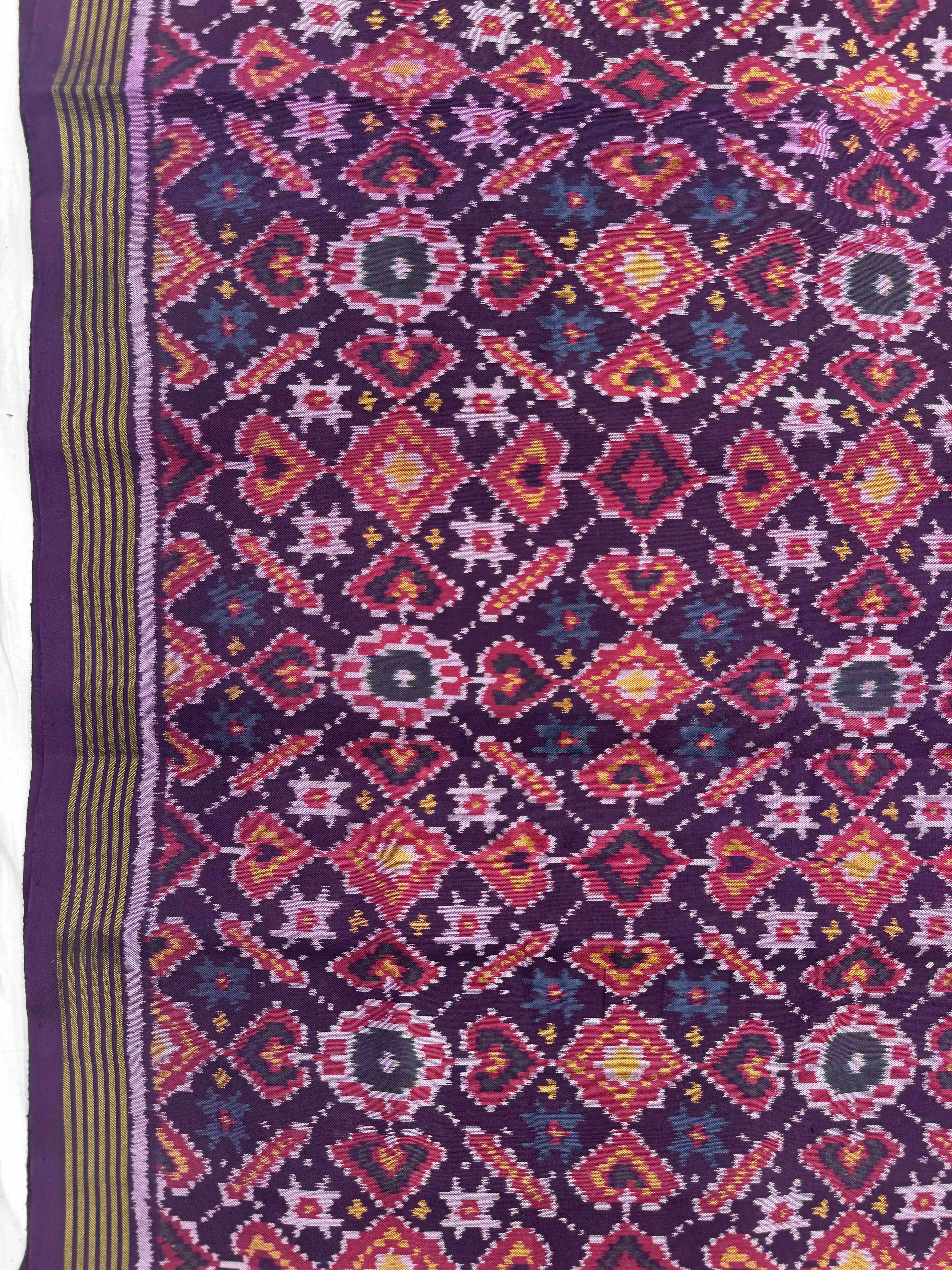 Purple Manekchowk Single Ikat Patan Patola Saree
