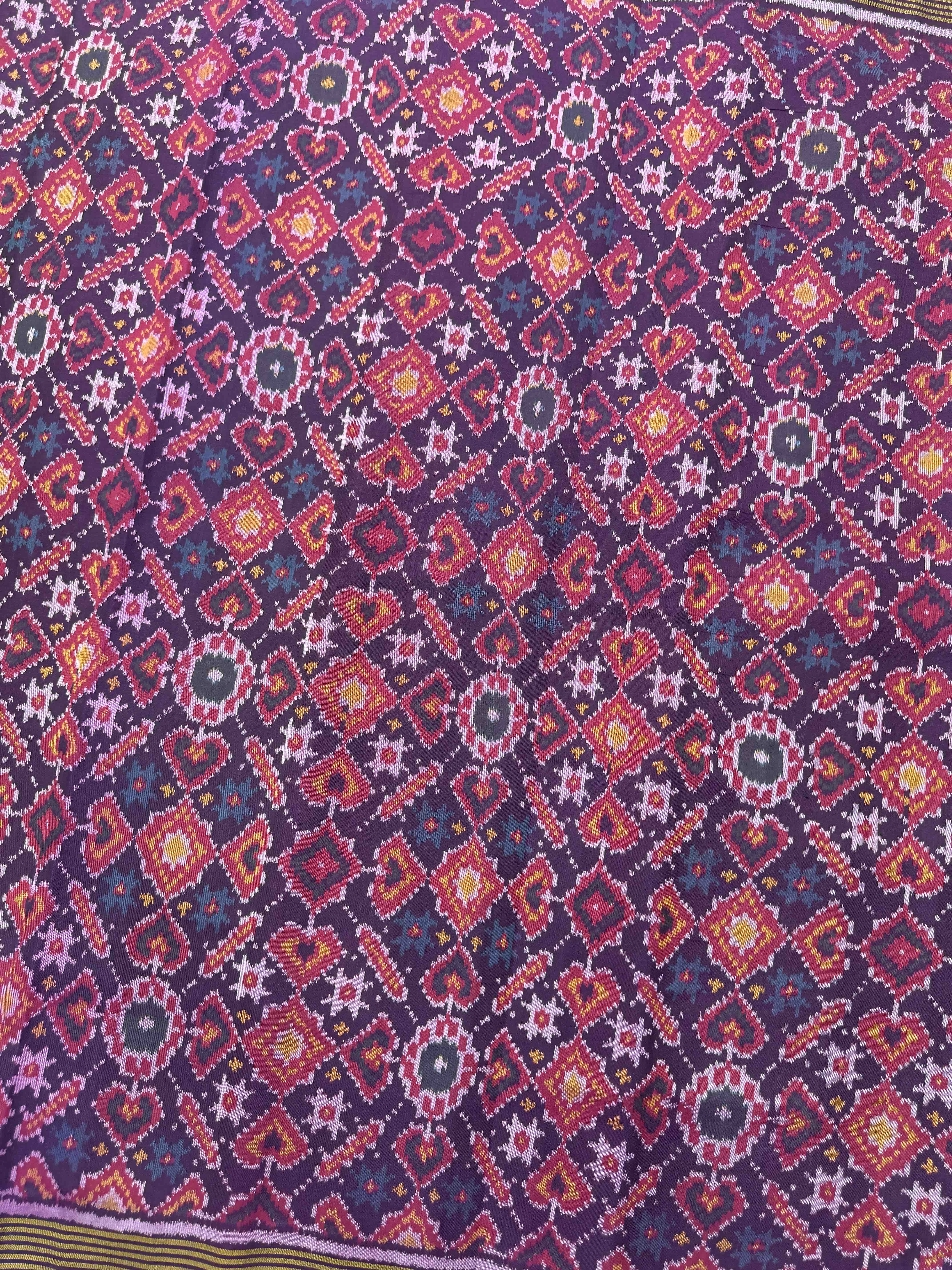 Purple Manekchowk Single Ikat Patan Patola Saree
