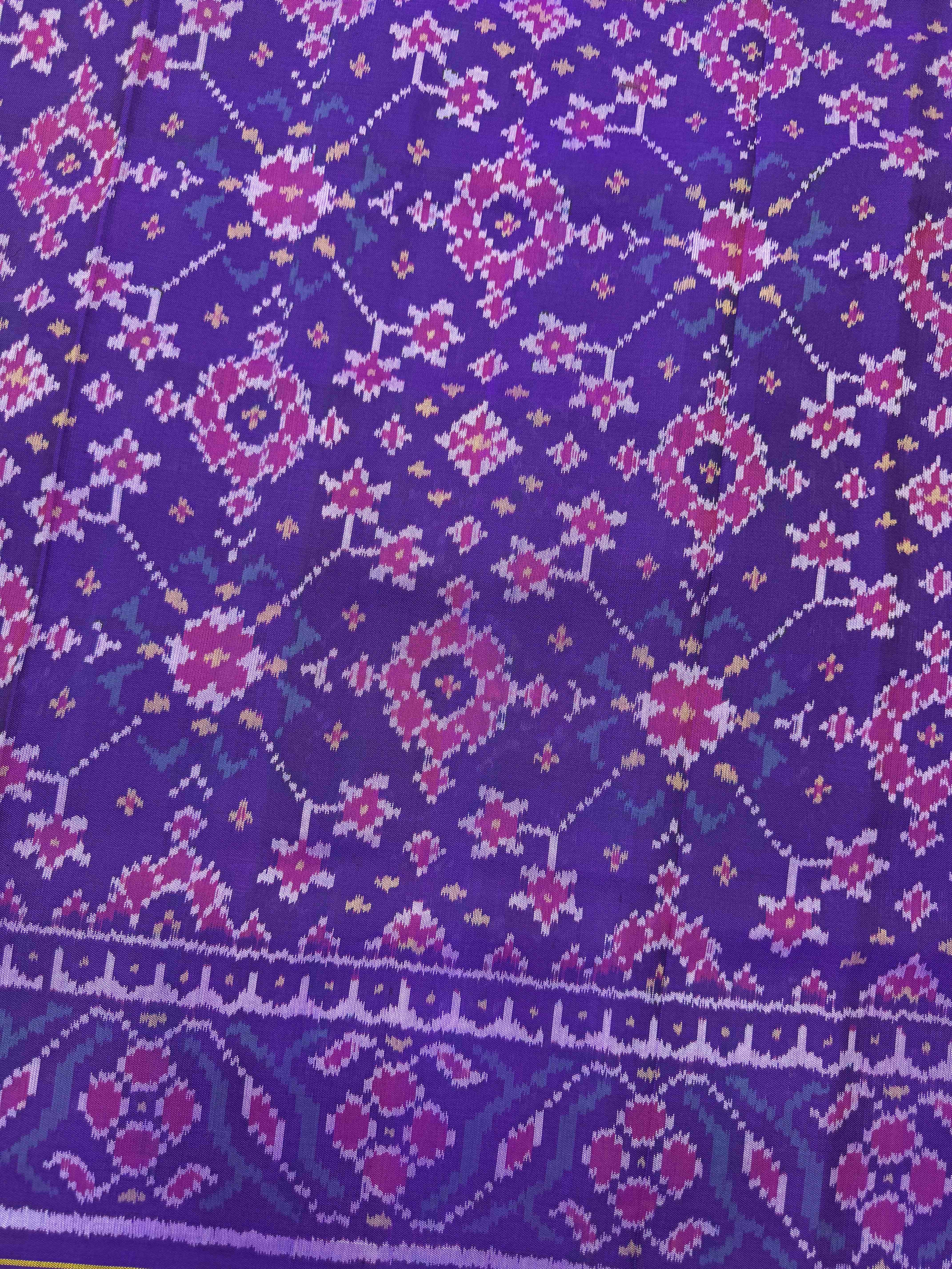Purple Navratan Single Ikat Patan Patola Saree