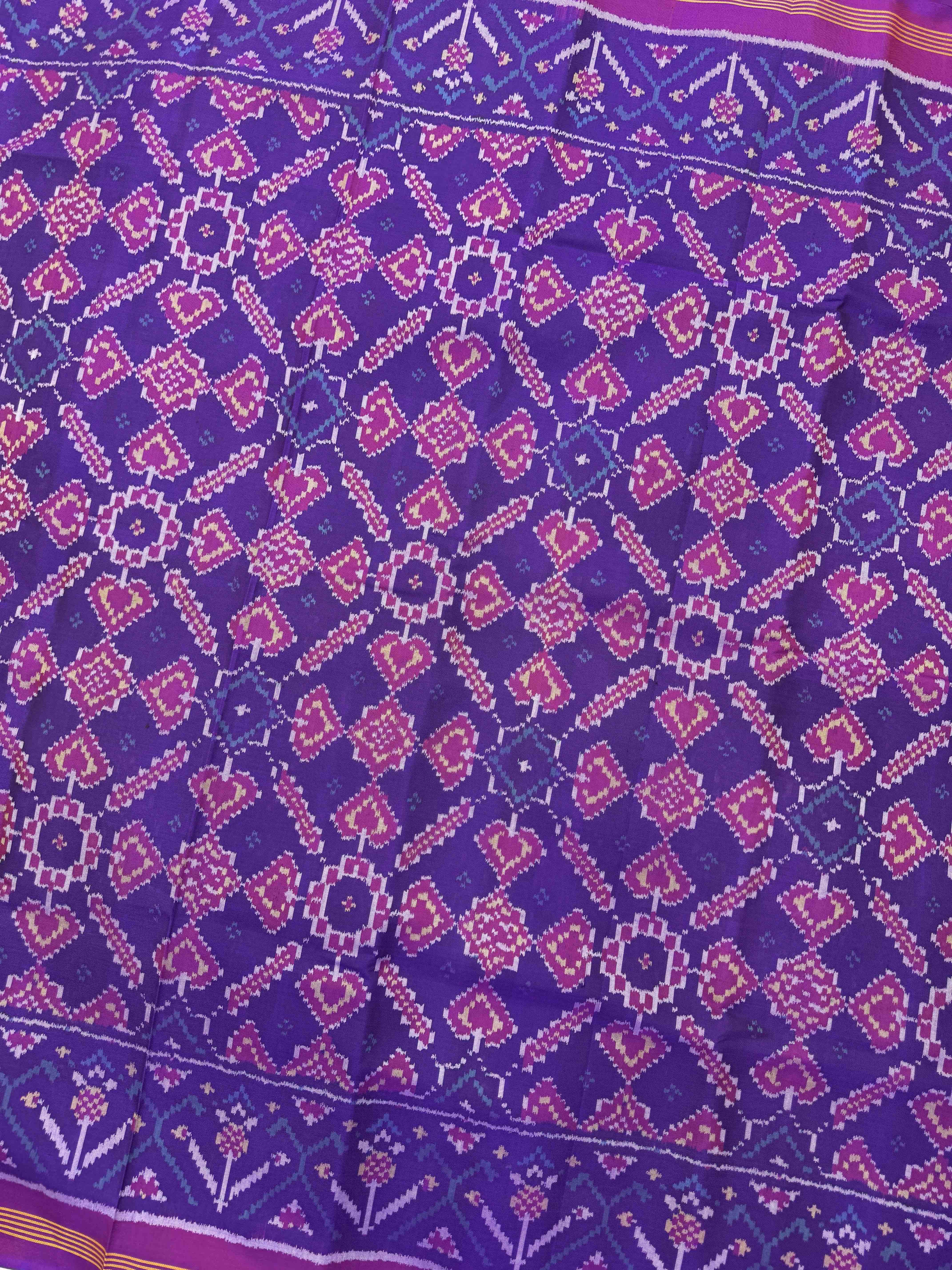 Purple Manekchowk Single Ikat Patan Patola Saree
