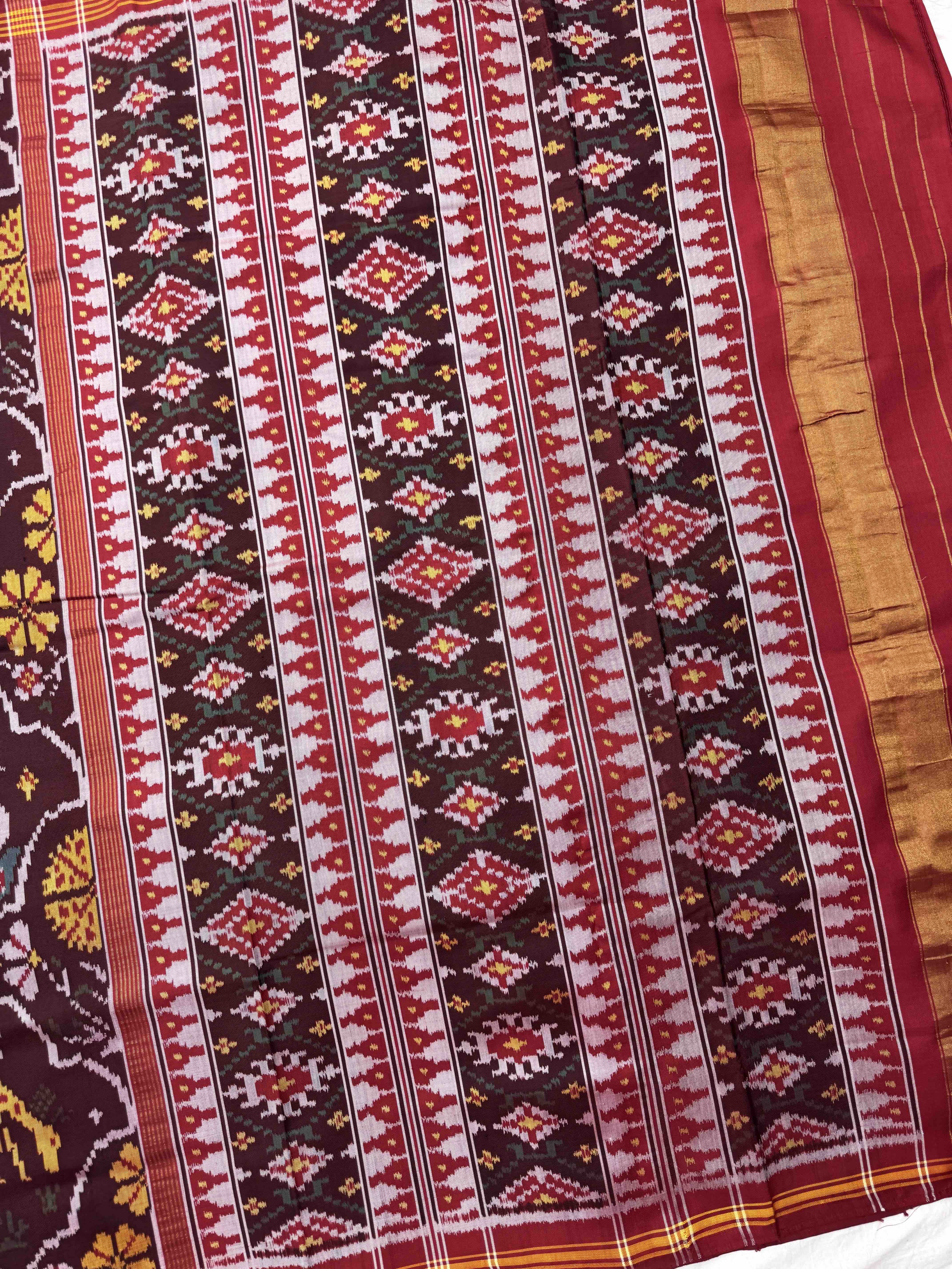 Red & Maroon Narikunj Fancy Single Ikat Patan Patola Saree