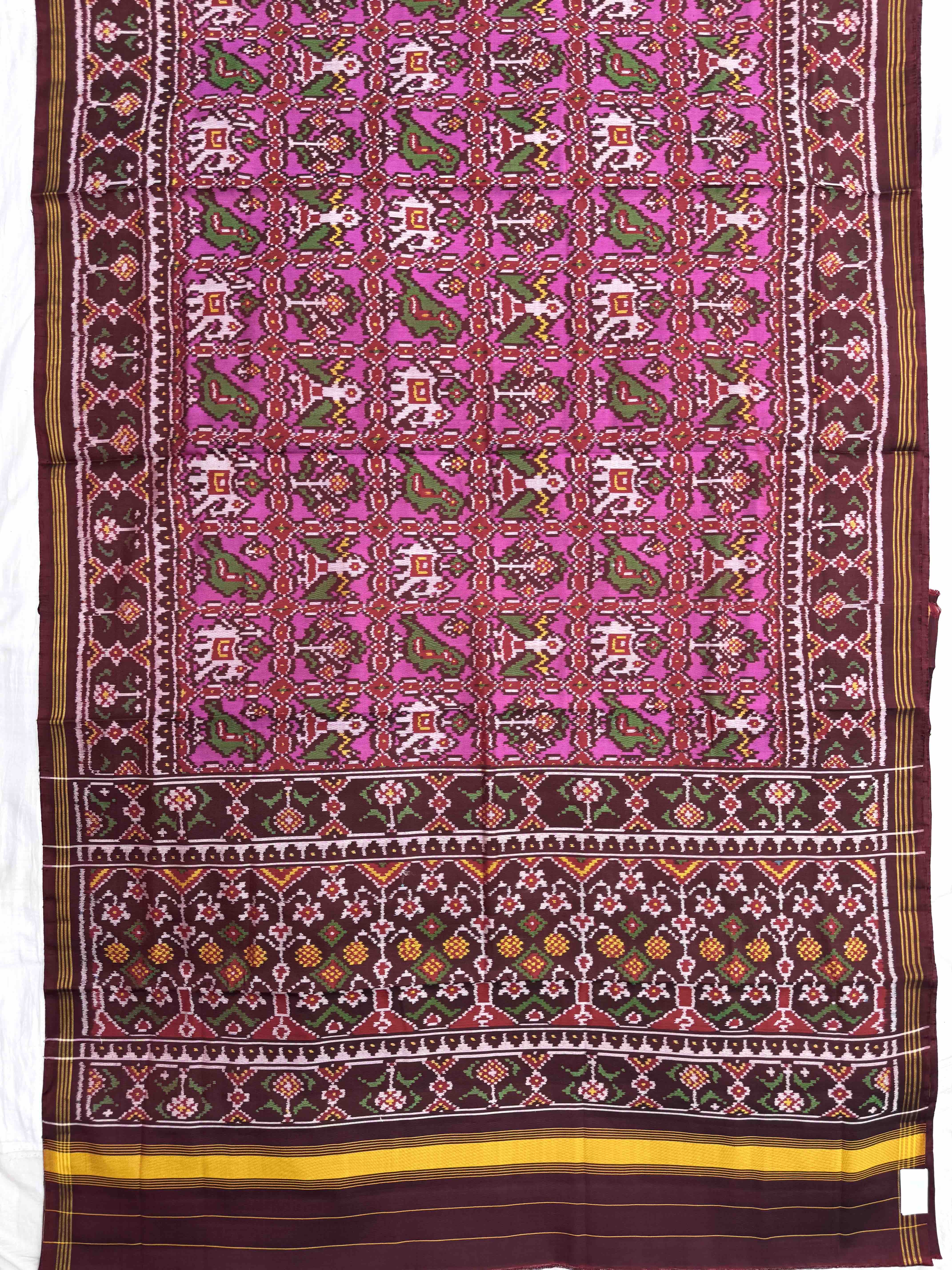 Maroon & Pink Narikunj Single Ikat Patan Patola Saree