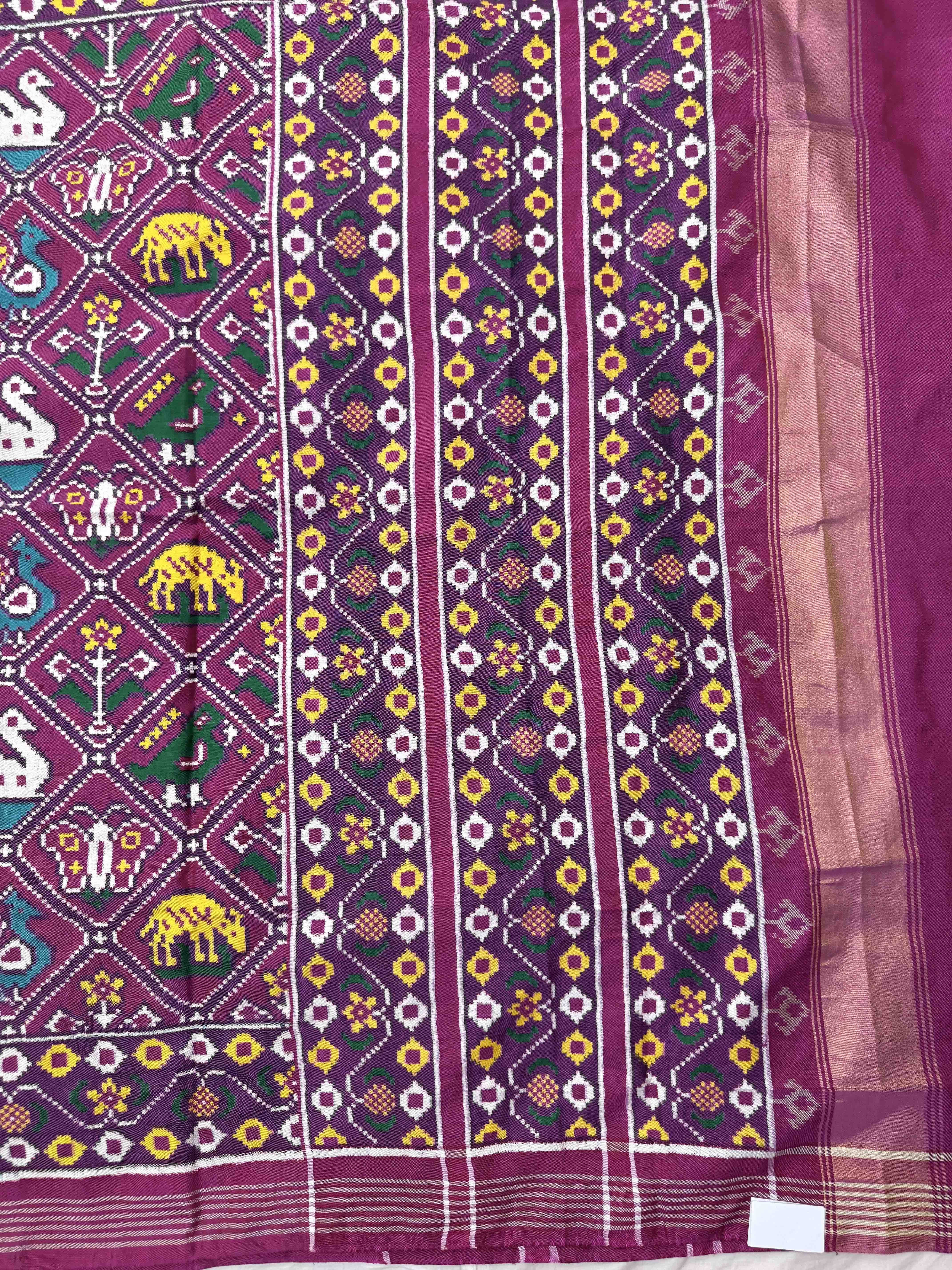 Purple Small Narikunj Double Ikat Patan Patola Saree