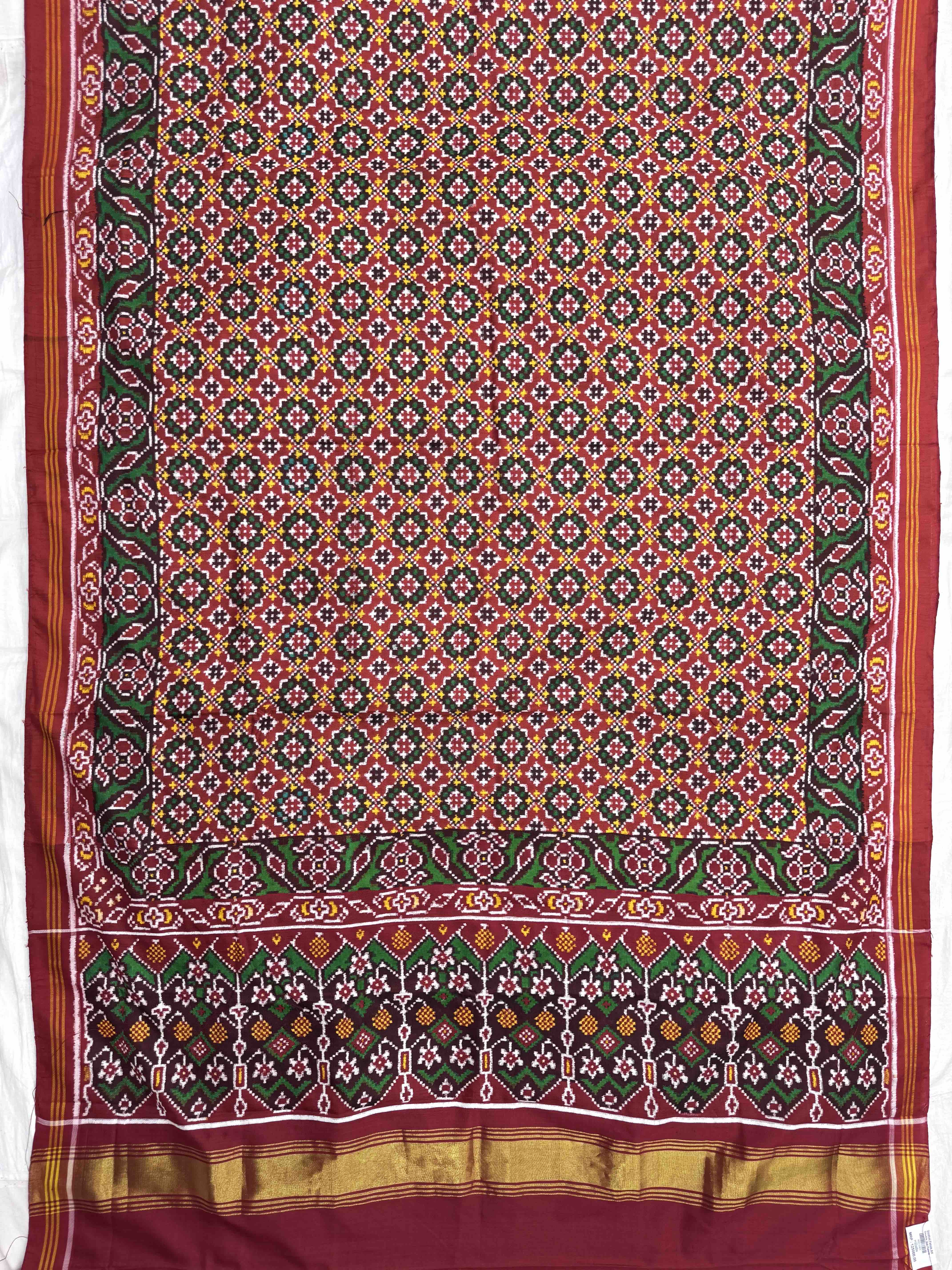 Red Buttonful Double Ikat Patan Patola Saree