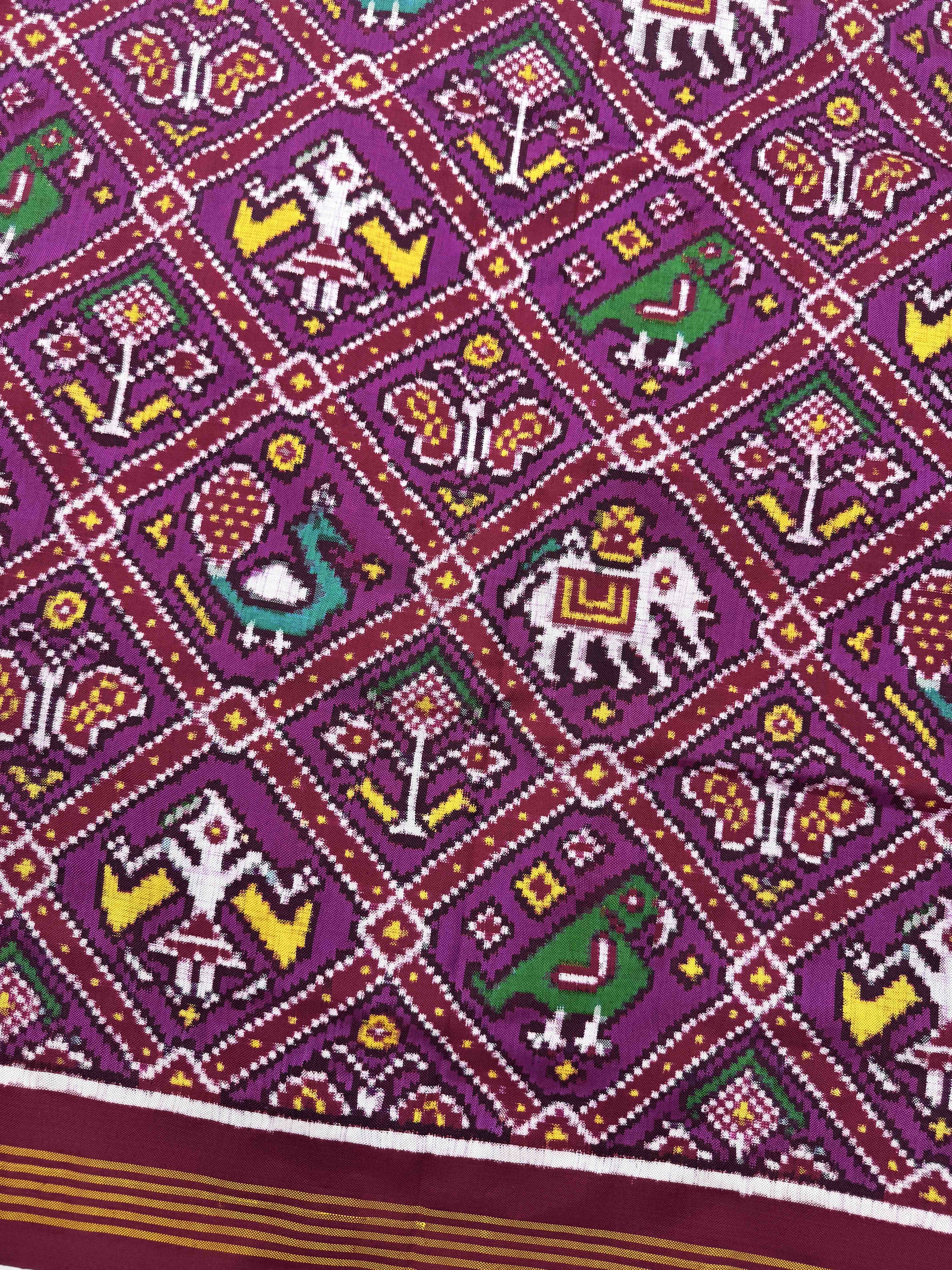 Dark Park & Magenga Narikunj Double Ikat Patan Patola Saree