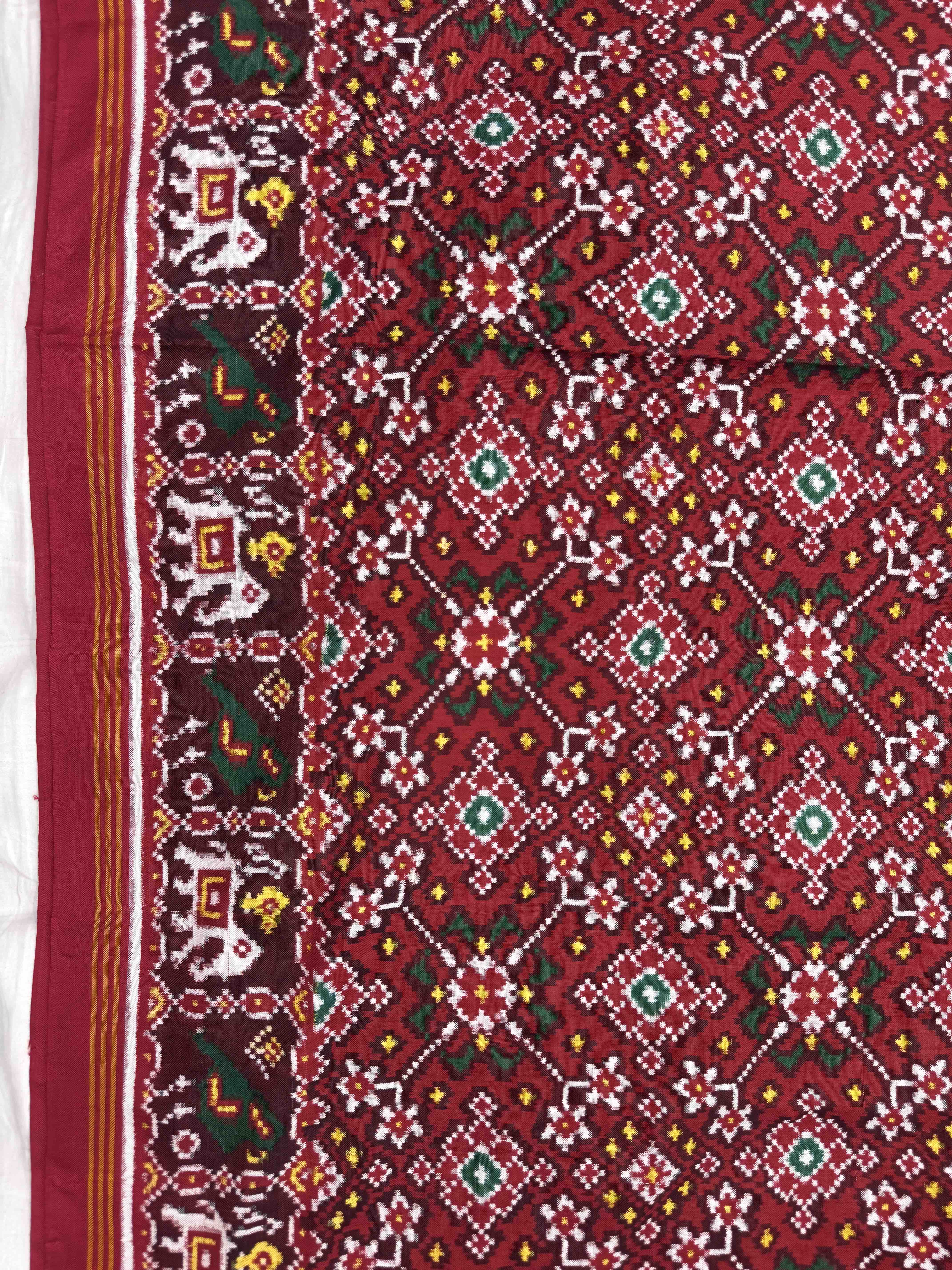 Red Navratan Double Ikat Patan Patola Saree