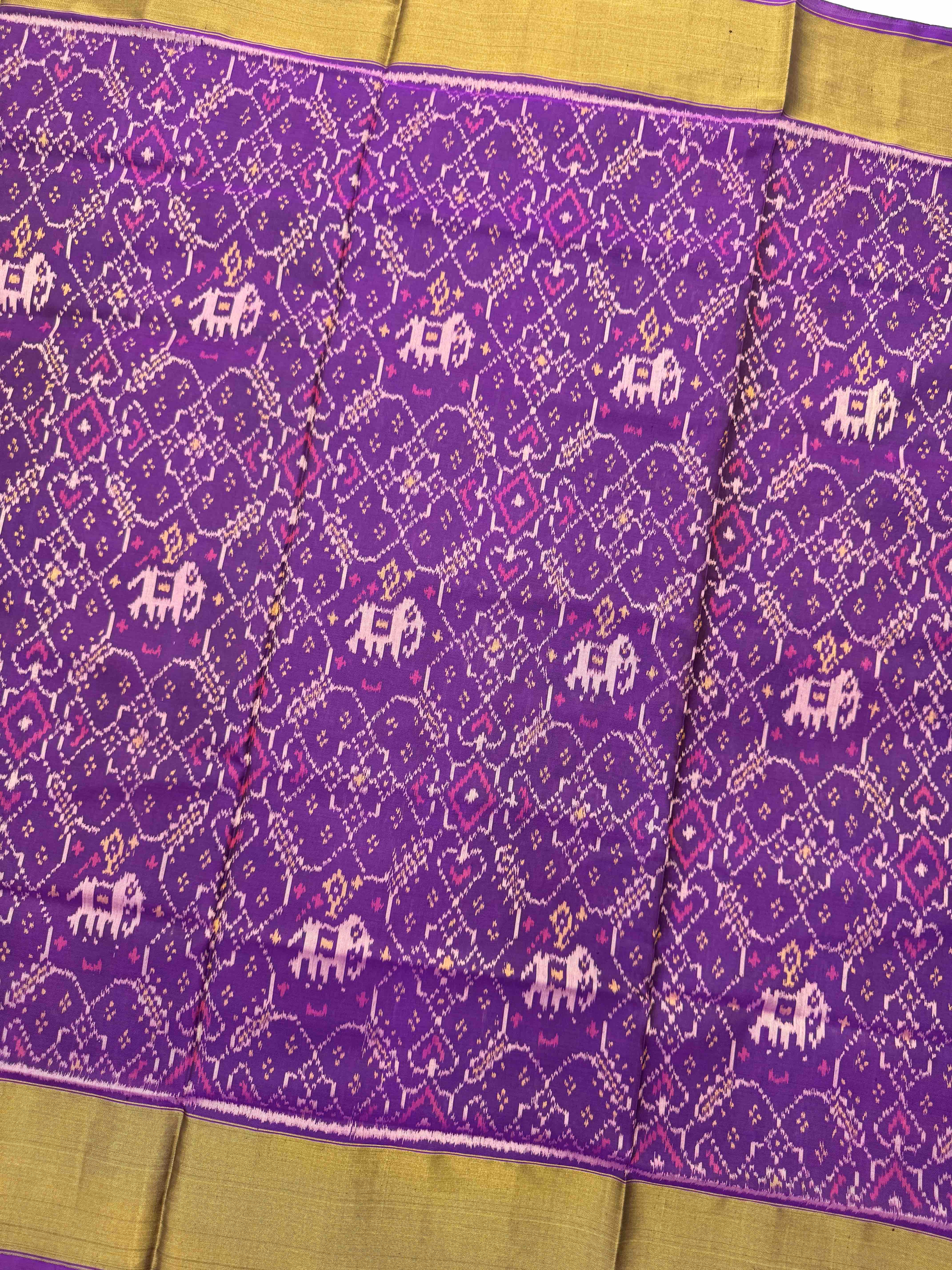 Purple Manekchowk Elephant Rajkot Patola Saree